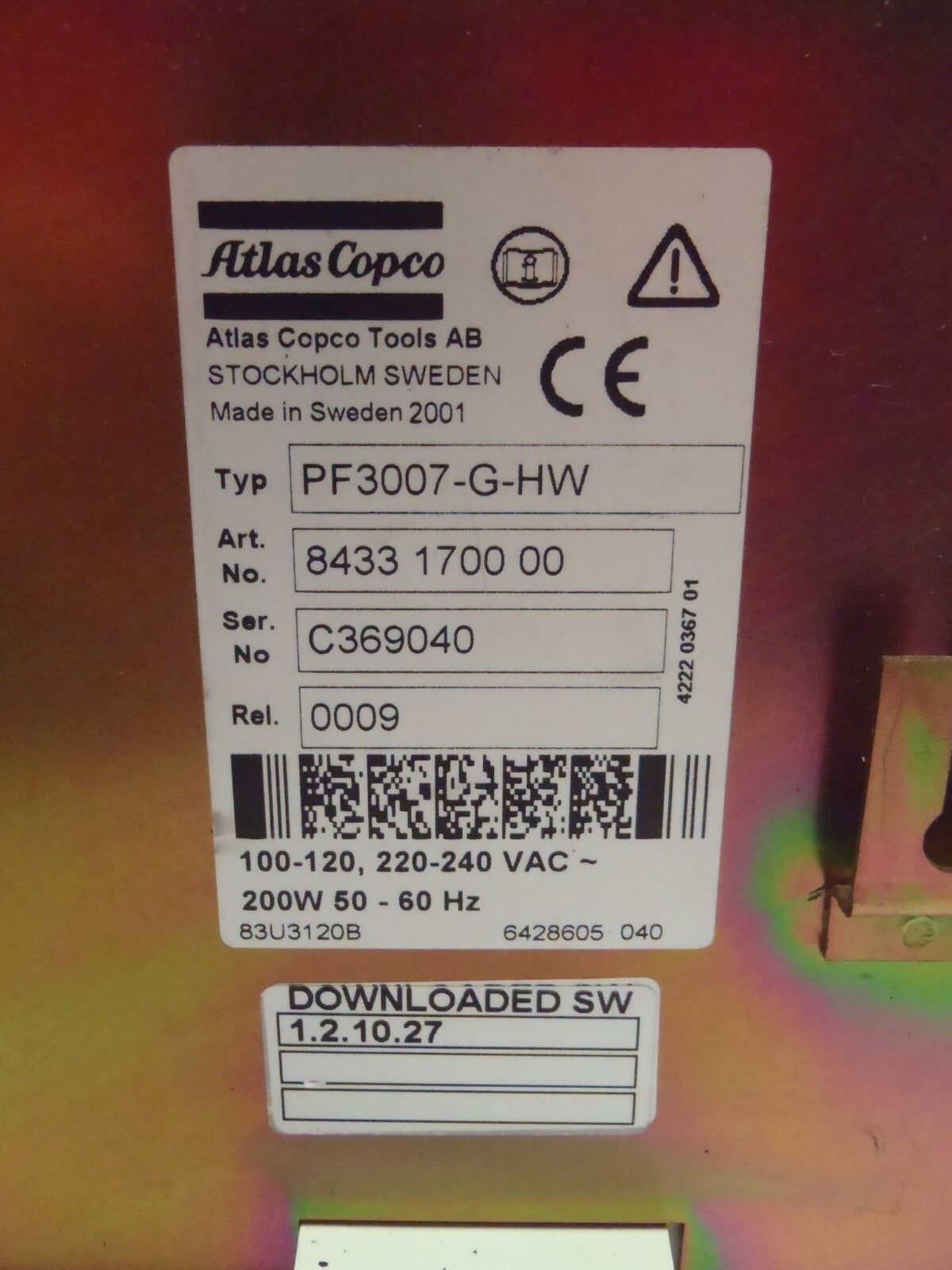 Atlas Copco 8433 1700 00 TENSOR S4/S7 Torque Controller PF3007-G-HW - Maverick Industrial Sales