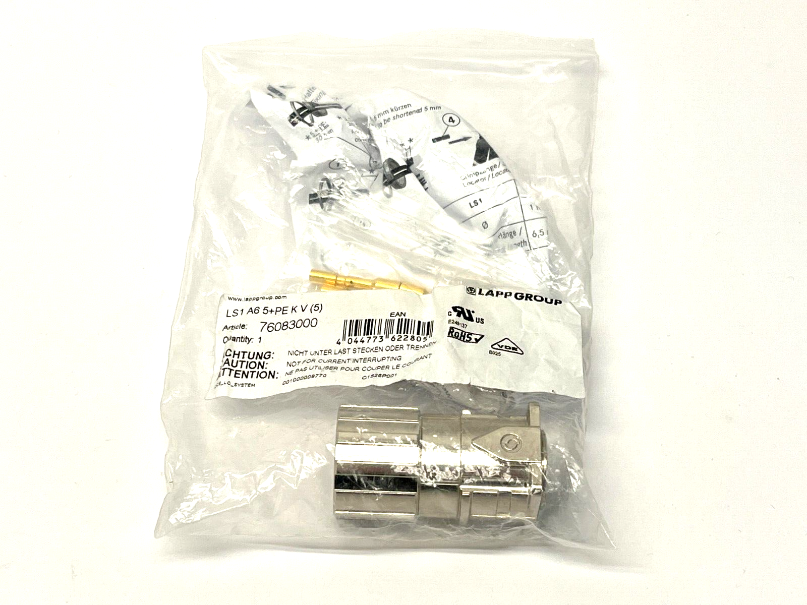 Lapp 76083000 Epic Power LS1 Style A6 Panel Mount Connector 6 Position Female - Maverick Industrial Sales
