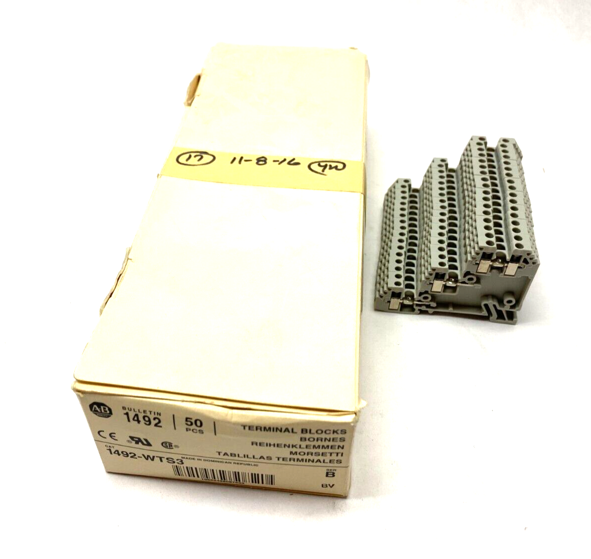 Allen Bradley 1492-WTS3 Ser B 3-Stage Feed-Through Terminal Block Gray BOX OF 17 - Maverick Industrial Sales