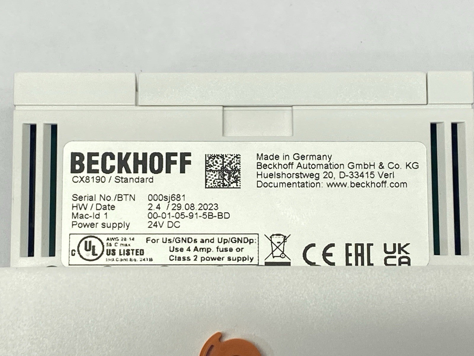 Beckhoff CX8190 PLC Embedded Industrial PC Ethernet Controller 151351 - Maverick Industrial Sales
