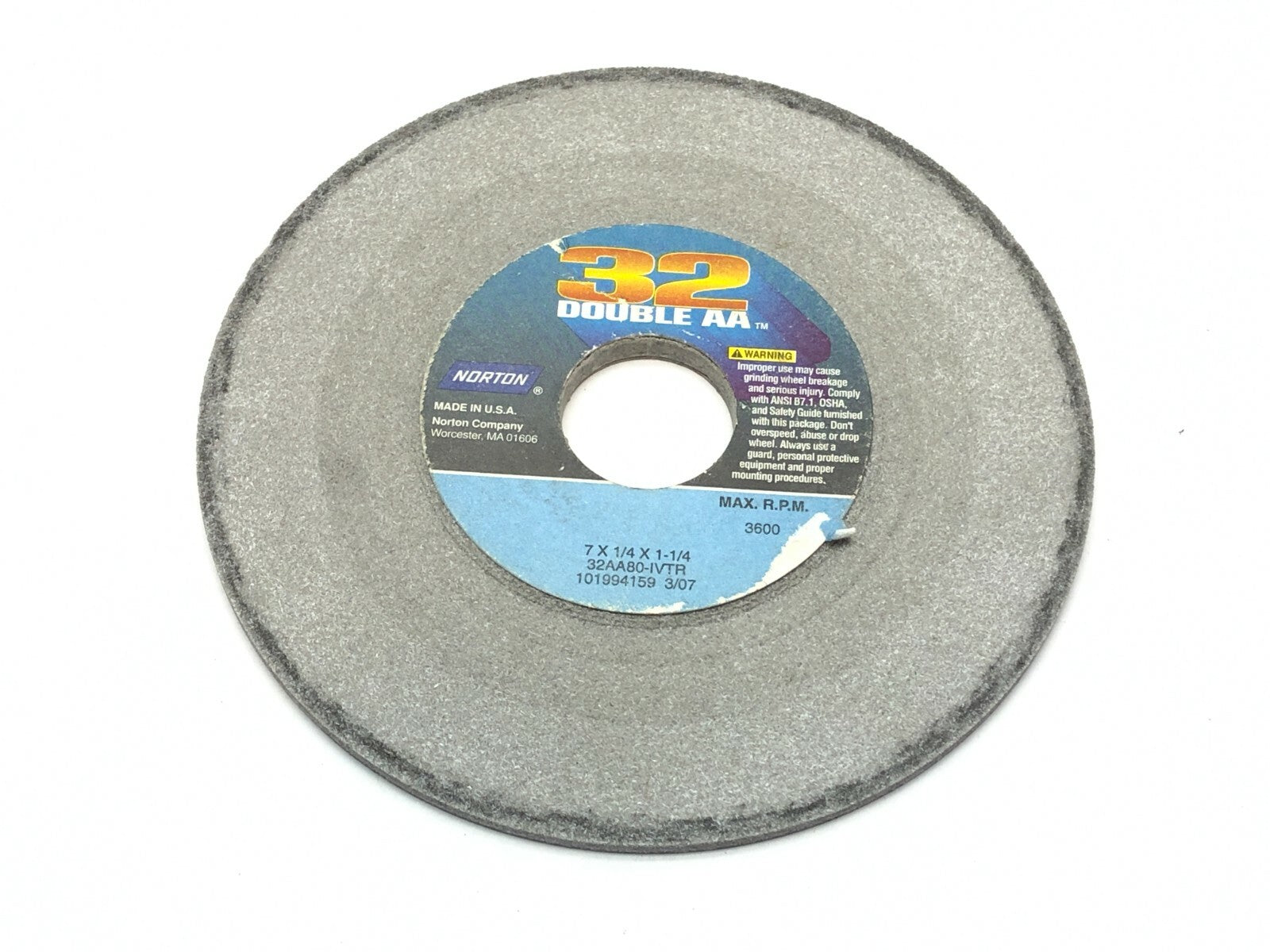 Norton 32AA80-IVTR Grinding Wheels 1-1/4" Bore 3600 RPM LOT OF 5 - Maverick Industrial Sales