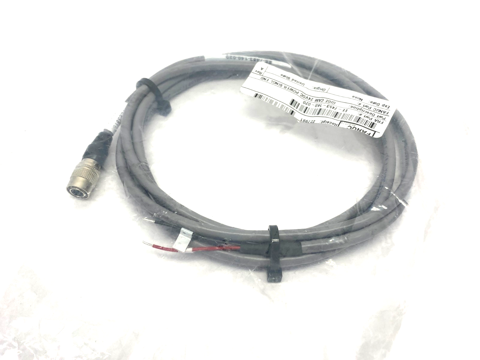 EE-7453-140-020 | Fanuc GigE Camera Power Cable Single End 24VDC - New – Open Box - Maverick Industrial Sales