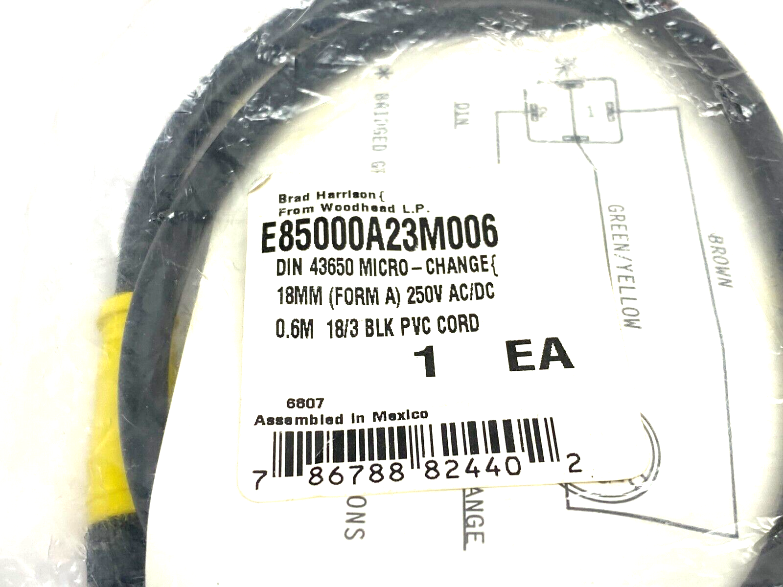 Brad Harrison E85000A23M006 Micro-Change DIN 43650 Cordset 18mm 250V AC/DC - Maverick Industrial Sales