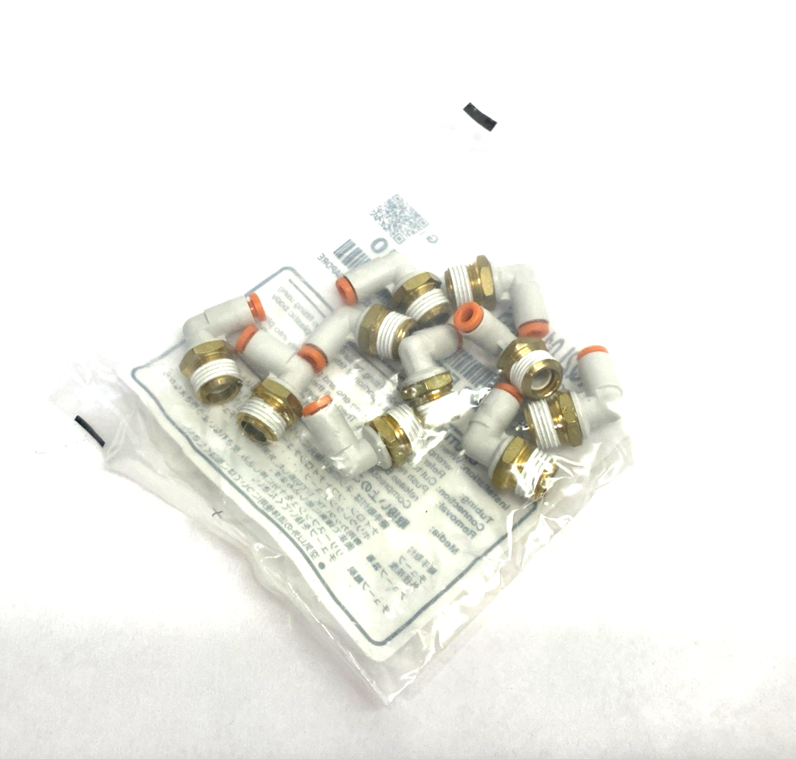 KQ2L01-34AS | SMC One-Touch Pneumatic Male Elbow Connector Fitting 10-PACK - New - Maverick Industrial Sales