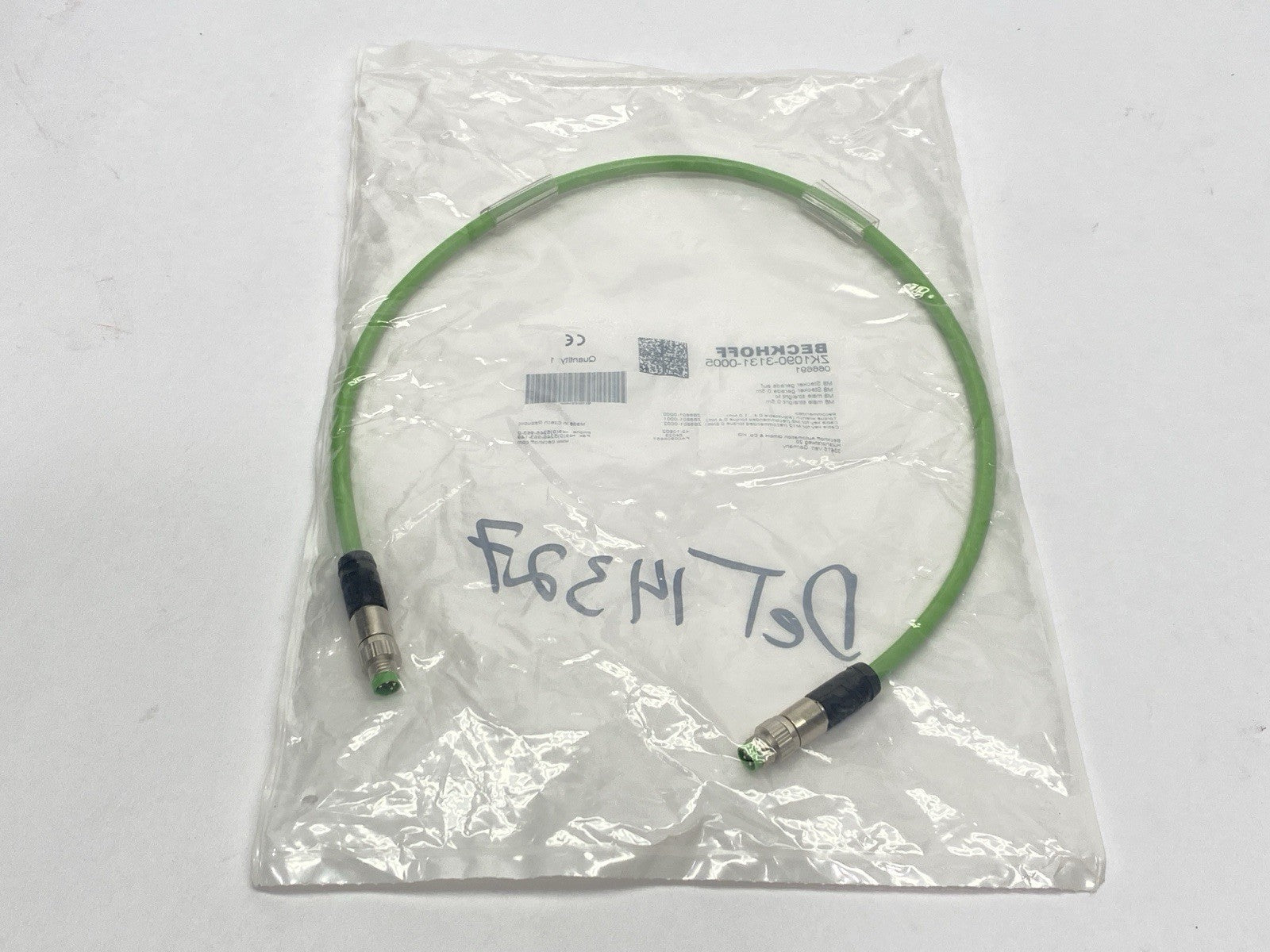 Beckhoff ZK1090-3131-0005 Industrial Ethernet Cable Male M8 4-Pin 0.5m 066691 - Maverick Industrial Sales