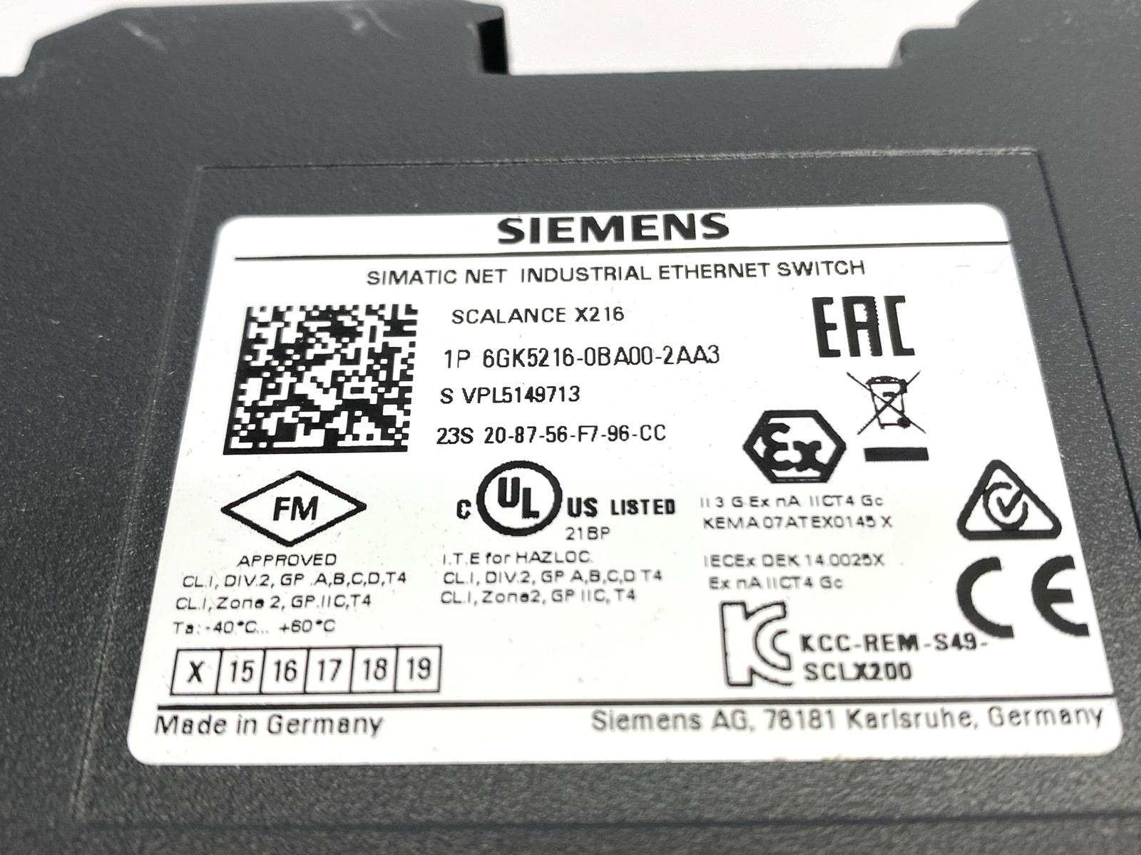 Siemens 6GK5216-OBA00-2AA3 Simatic Net Industrial Ethernet Switch 16x RJ45 Ports - Maverick Industrial Sales