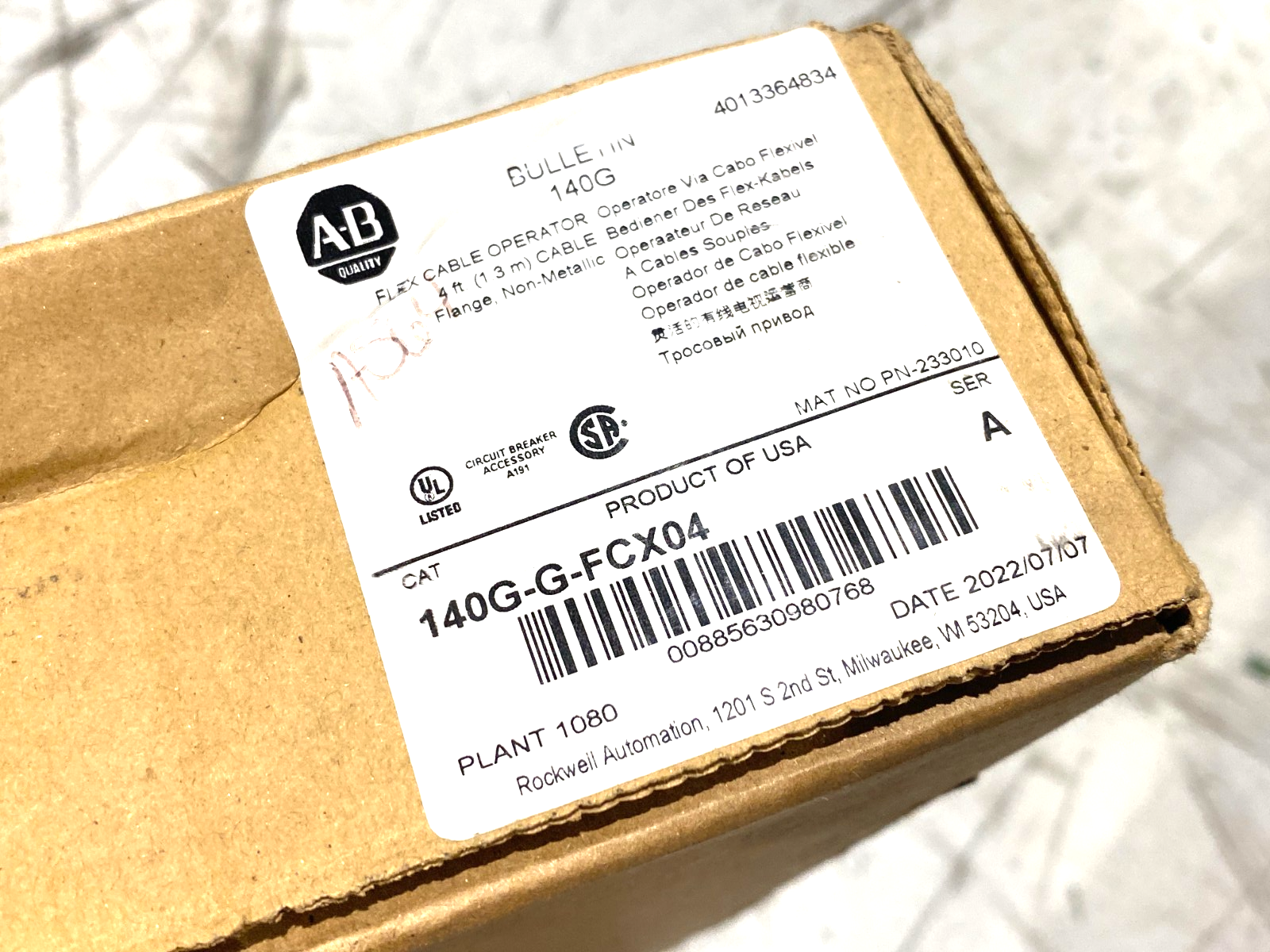 Allen Bradley 140G-G-FCX04 Ser. A Flex Cable Operator for Circuit Breaker 4ft - Maverick Industrial Sales