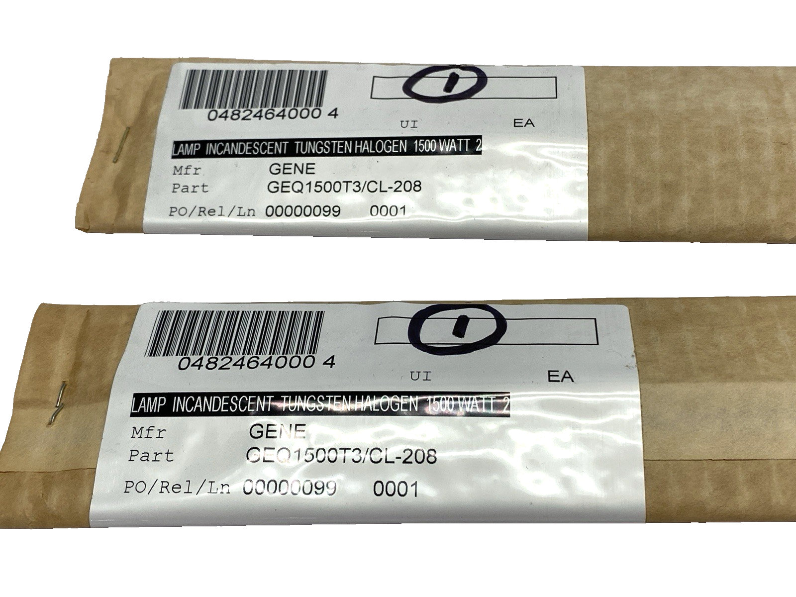 Q1500T3/CL-208 | General Electric Tungsten Lamp 208V 1500W LOT OF 2 - New - Maverick Industrial Sales