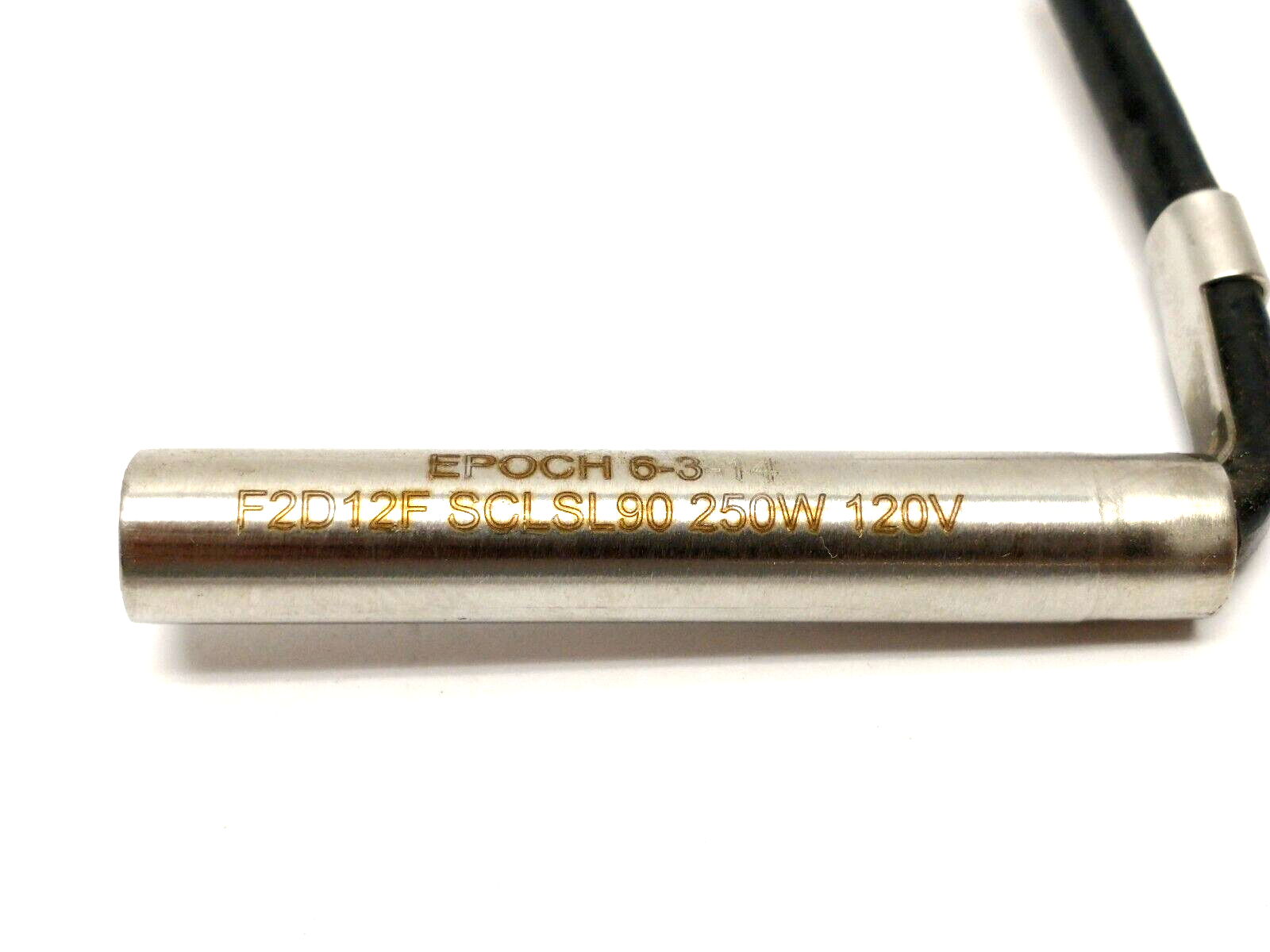 Epoch F2D12FSCLSL90 Cartridge Heater 3/8" x 2-1/4" Long 120V 250W 90 Degree Clip - Maverick Industrial Sales