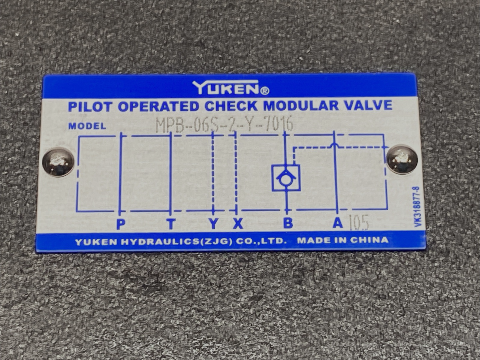 Yuken MPB-06S-2-Y-7016 Pilot Operated Check Modular Valve - Maverick Industrial Sales