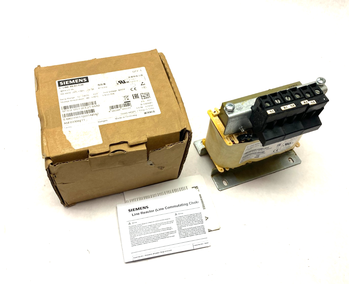Siemens 6SL3203-0CE21-8AA0 SINAMICS Line Reactor 380-480V - Maverick Industrial Sales