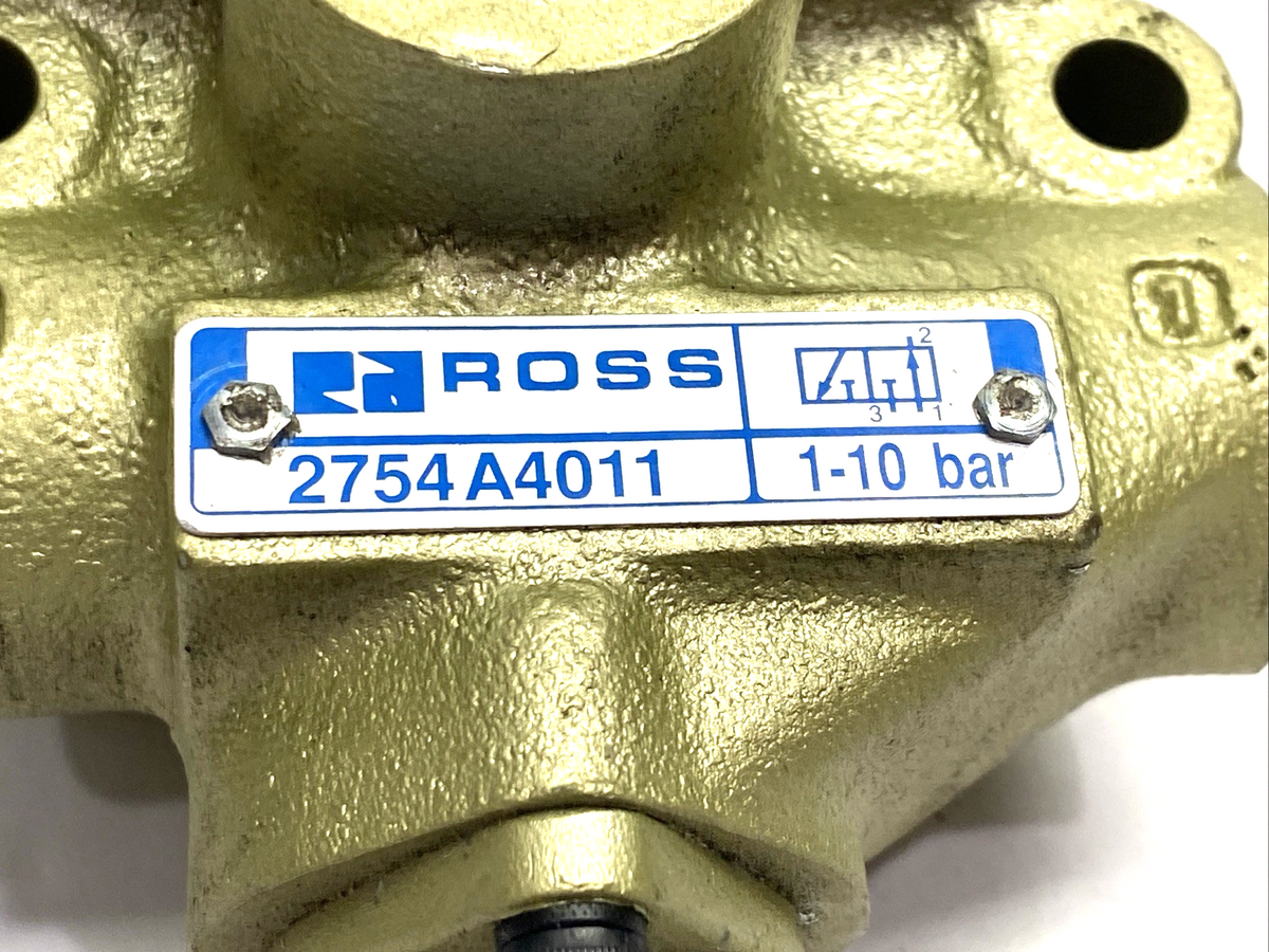 ROSS 2754A4011 Directional Control Inline Poppet Valve 3/2 Single Pilot 1/2" NPT - Maverick Industrial Sales