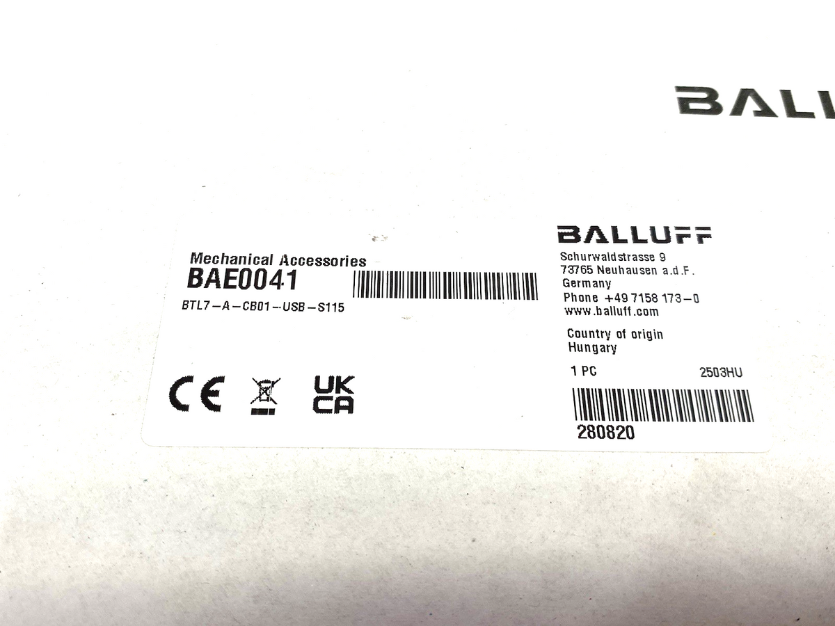Balluff BAE0041 Rangefinder Tool, M12 8-Pin to USB-A, BTL7-A-CB01-USB-S115 - Maverick Industrial Sales