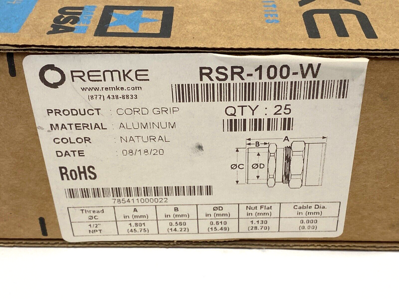 Remke RSR-100-W Aluminum Cord Grip 1/2" NPT PACKAGE OF 25 - Maverick Industrial Sales