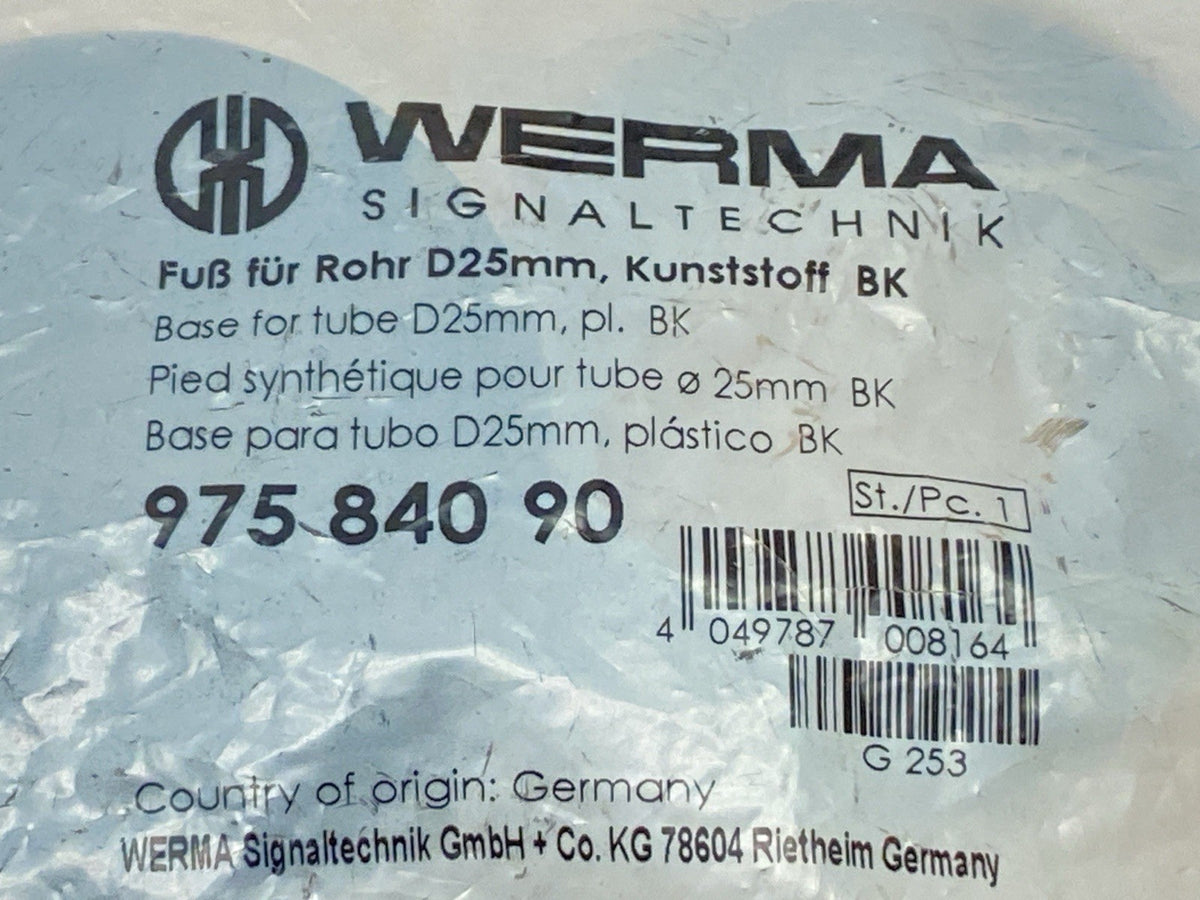 Werma 975 840 90 Mounting Base For Tube 25mm - Maverick Industrial Sales