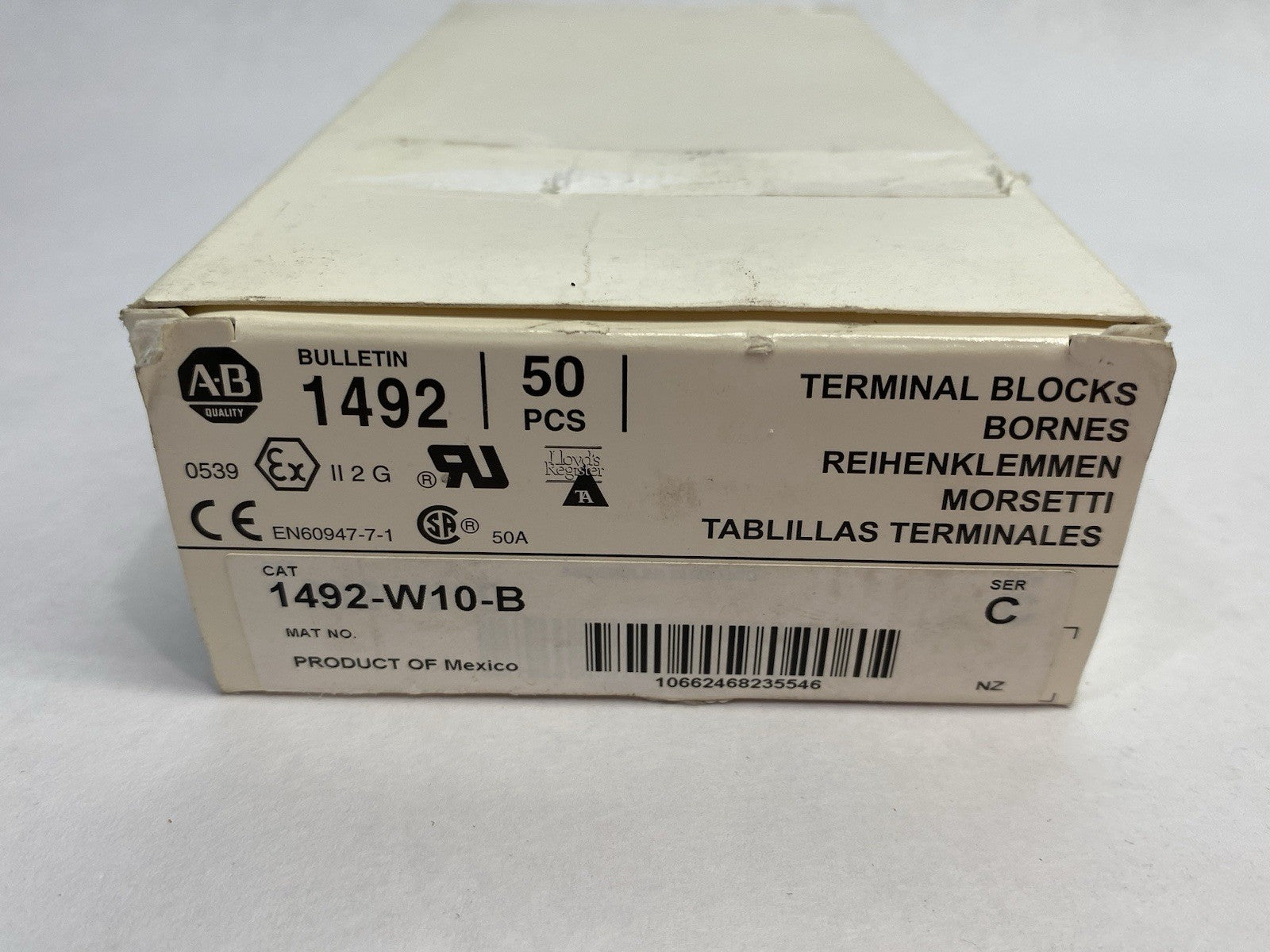 1492-W10-B | Allen Bradley Ser. C Terminal Block, Blue BOX OF 50 - New – Open box - Maverick Industrial Sales