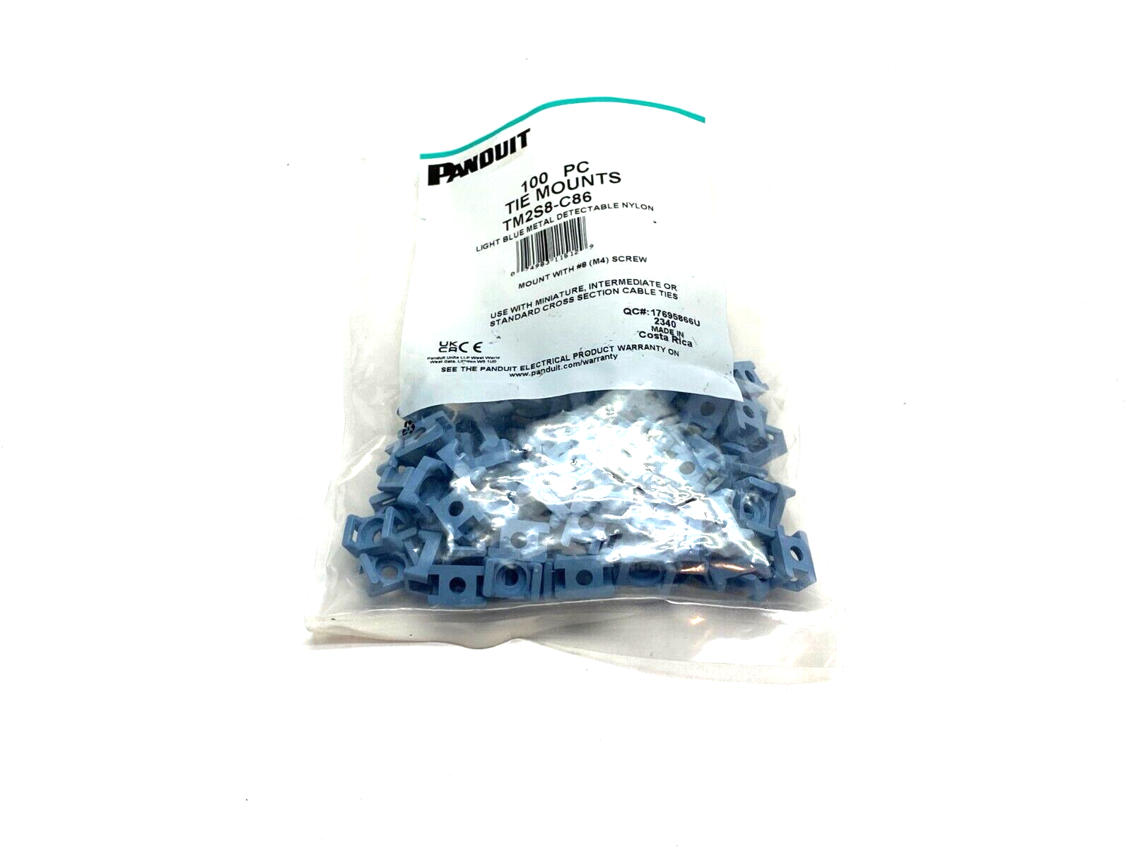 Panduit TM2S8-C86 Light Blue Metal Detectable Nylon Cable Tie Mount, PKG OF 100 - Maverick Industrial Sales