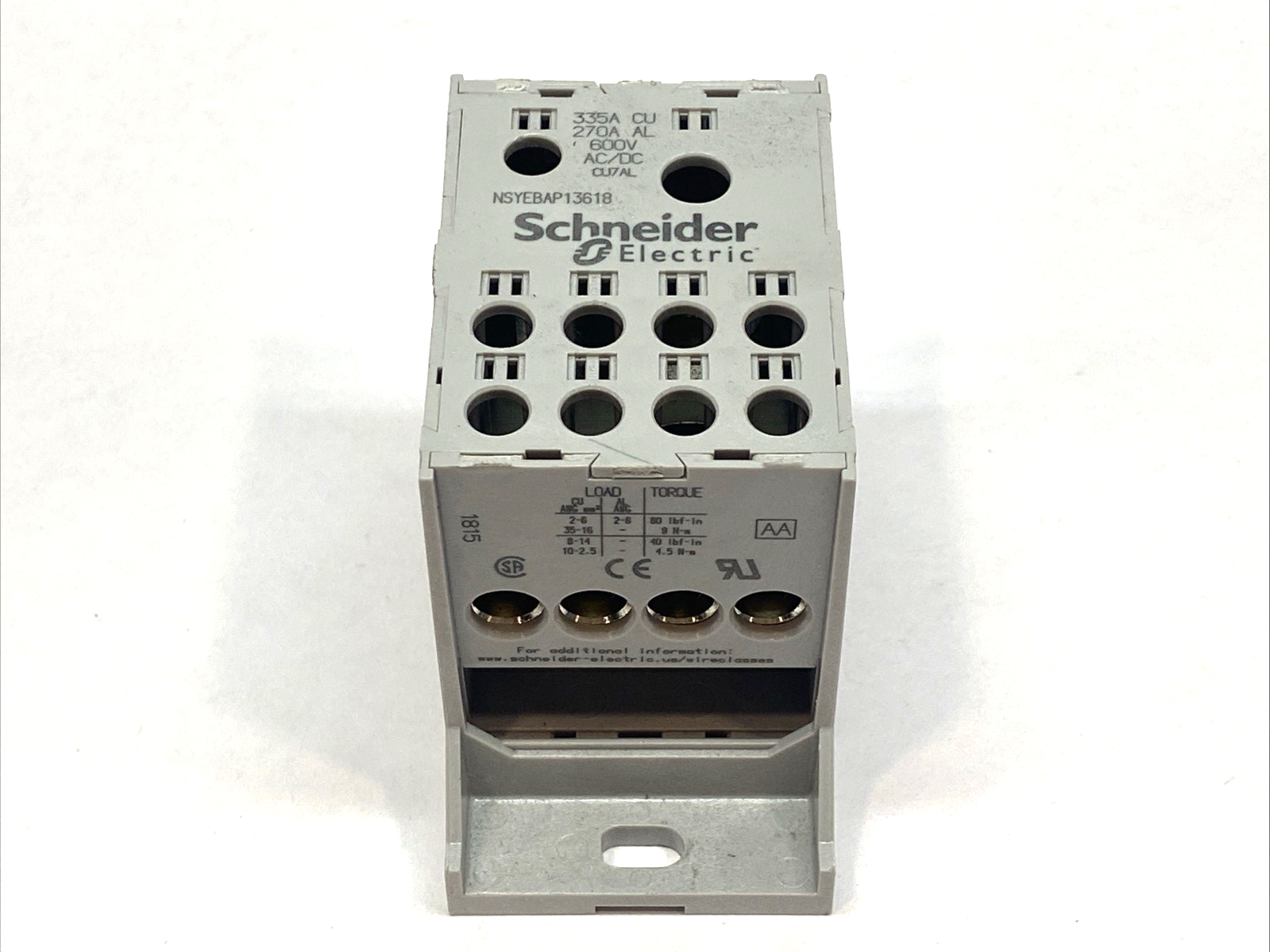 Schneider Electric NSYEBAP13618 Power Distribution Block 1P 2x8 335A 600V - Maverick Industrial Sales