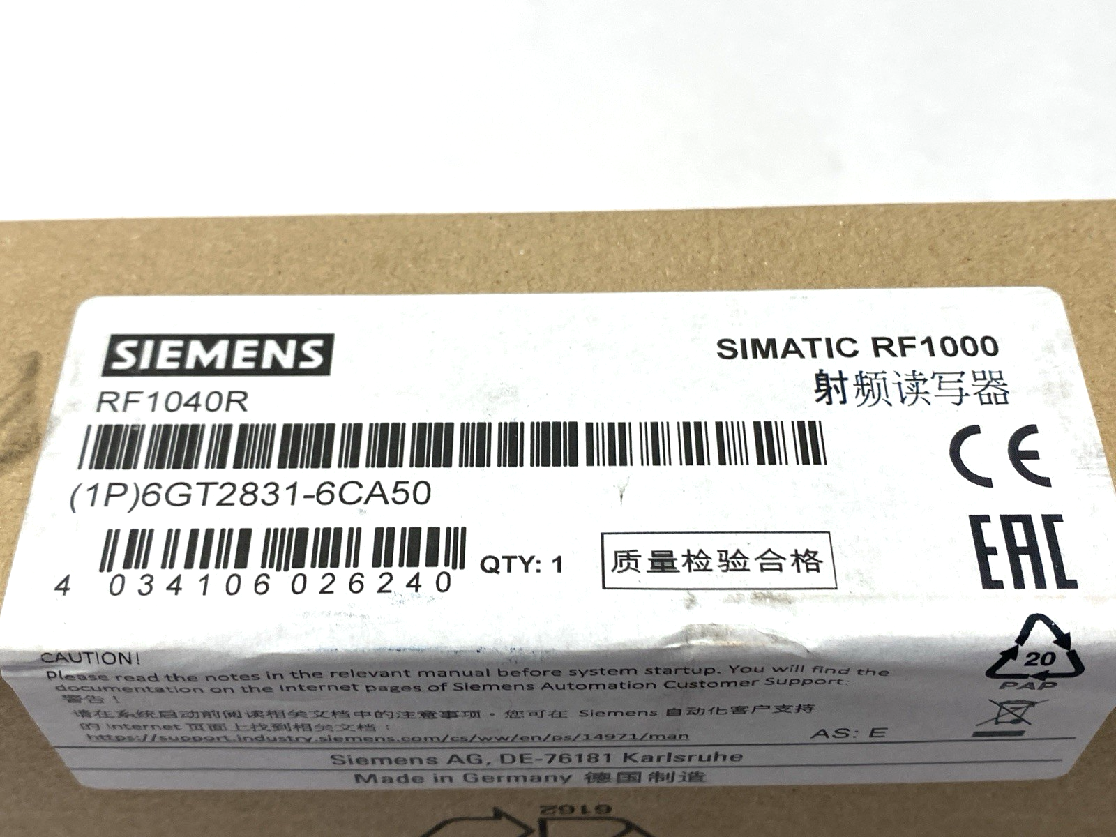 6GT2831-6CA50 | Siemens SIMATIC RF1040R Access Control RF Reader, USB 2.0, RS232 - New - Maverick Industrial Sales