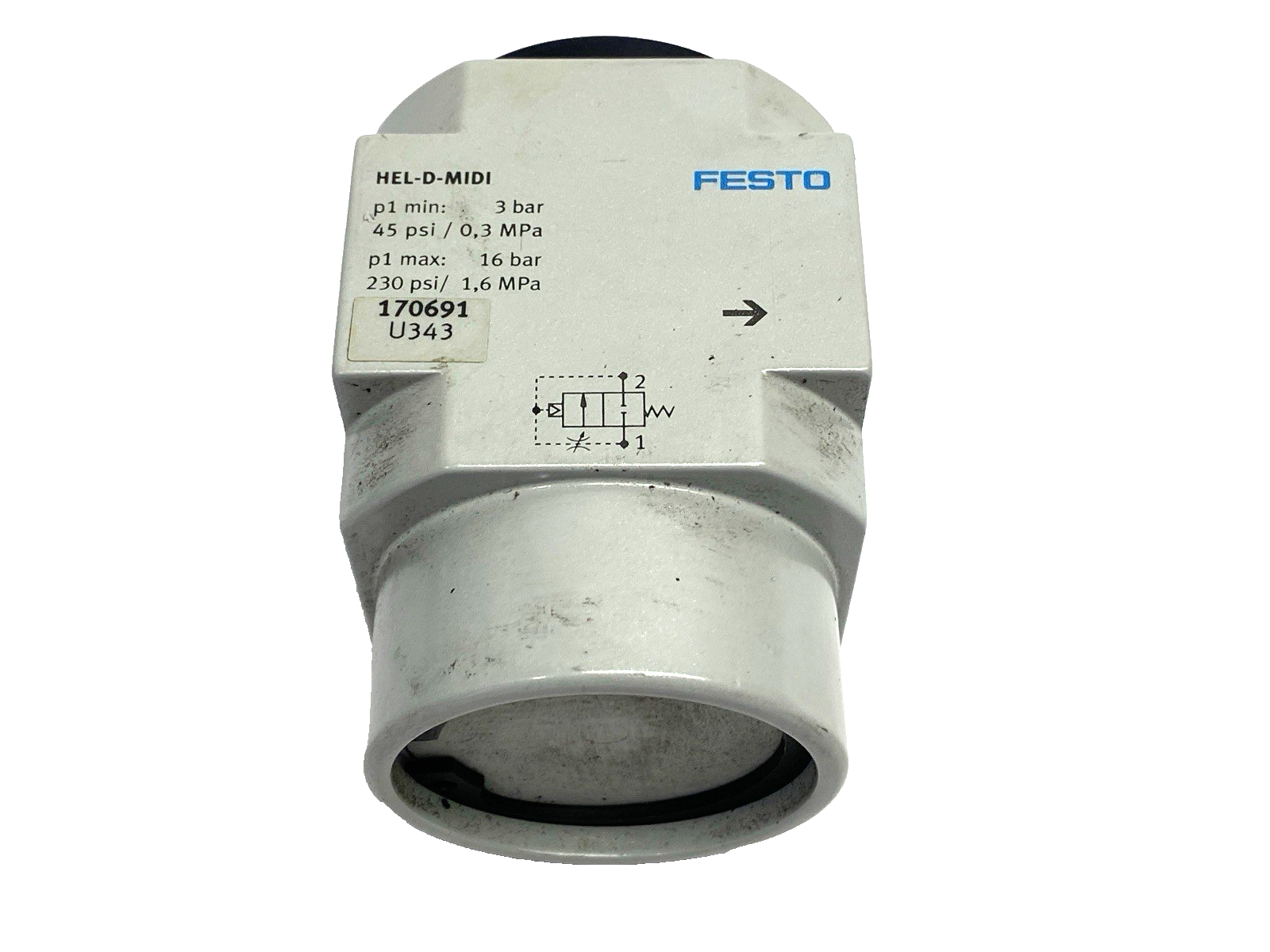 Festo HEL-D-MIDI Pneumatic On/Off Valve 2/2-Way 16 bar 230PSI 170691 - Maverick Industrial Sales