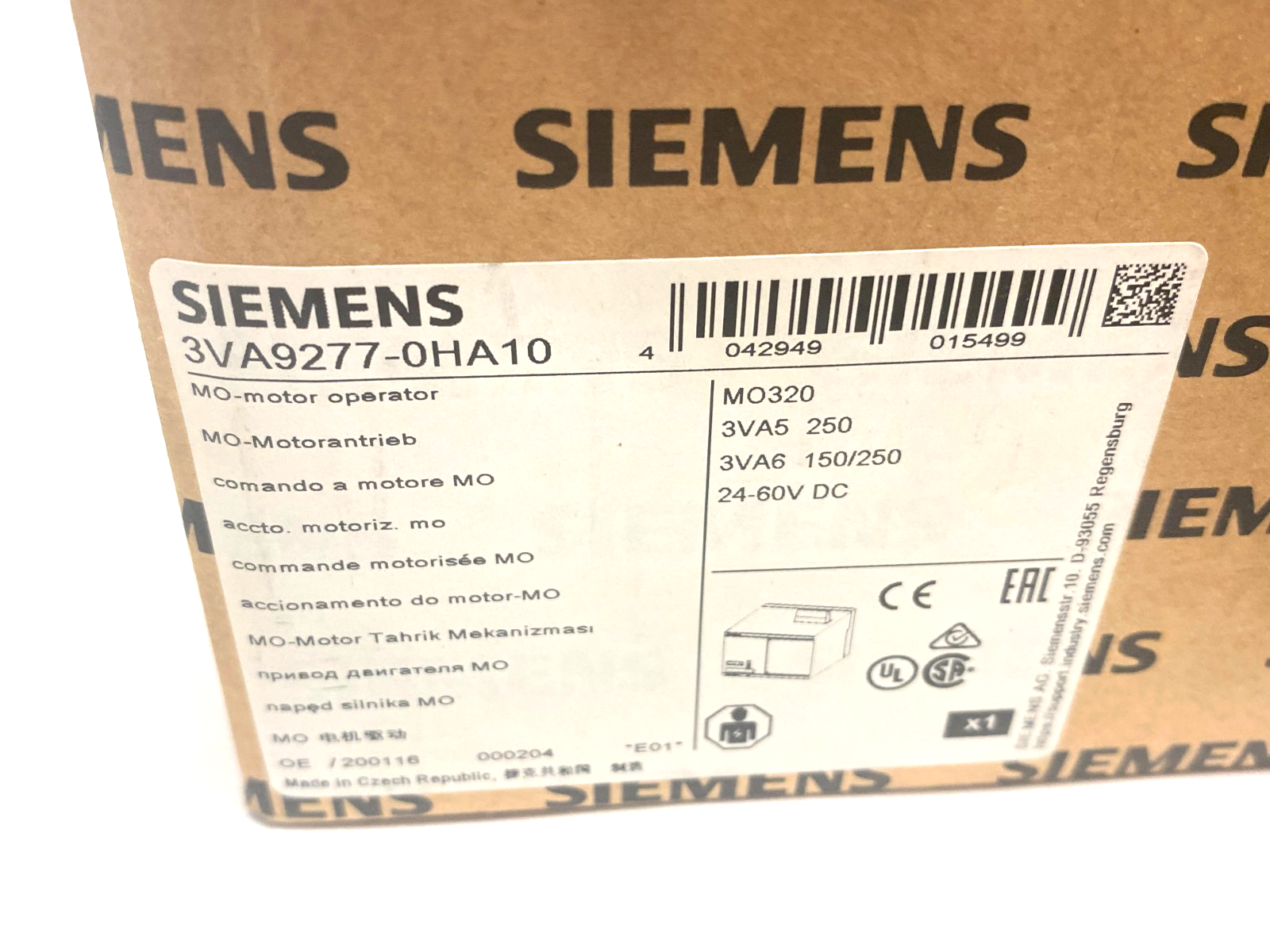 Siemens 3VA9277-0HA10 Motor Operator MO320 24-60 V DC Accessory for 3VA52 - Maverick Industrial Sales