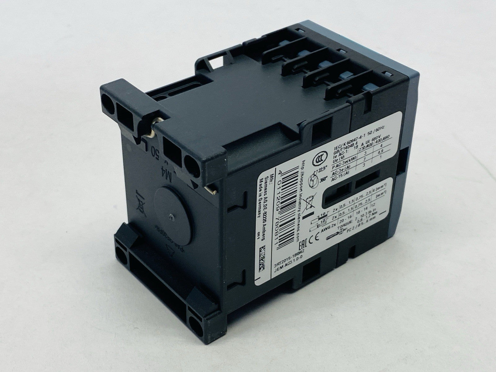Siemens 3RT2015-1BB42 Contactor 7A 400V 3kW 1NC 3-Pole - Maverick Industrial Sales