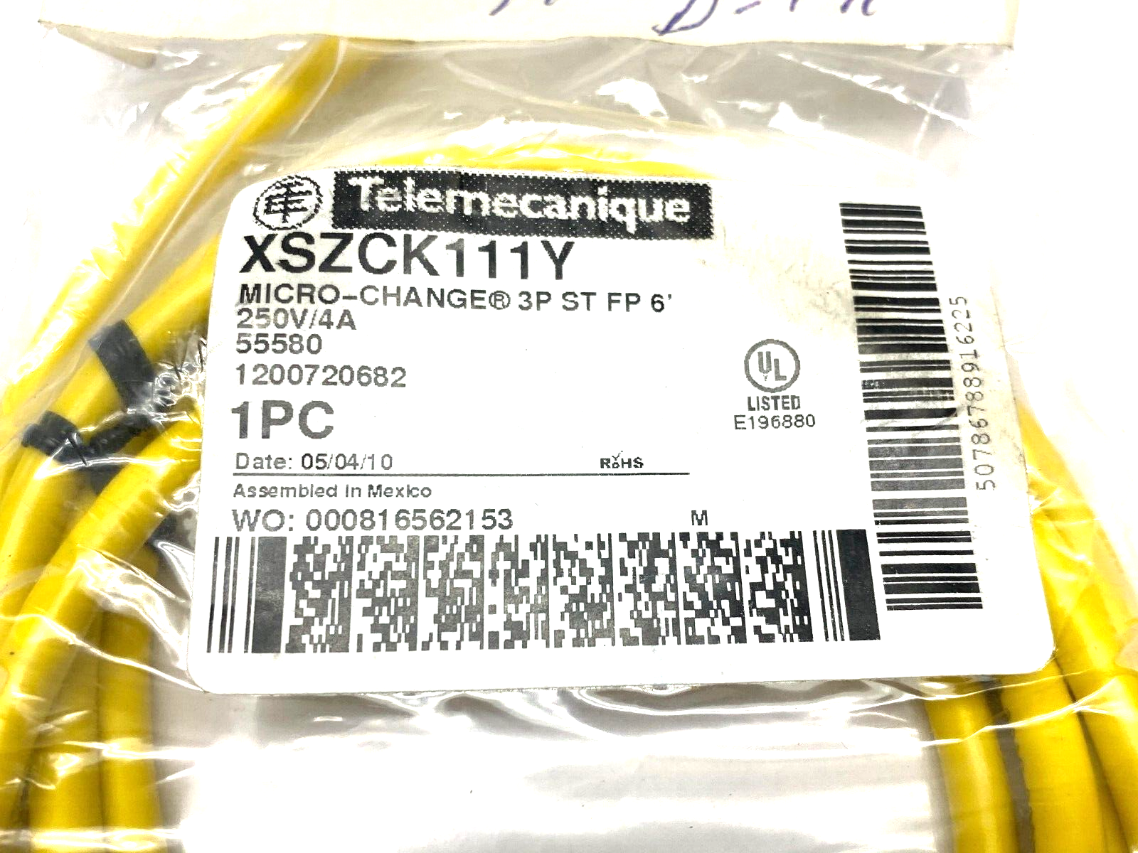 XSZCK111Y | Telemecanique Micro-Change 3-P Straight Cordset Sgl-Ended 6' 250V 4A - New - Maverick Industrial Sales