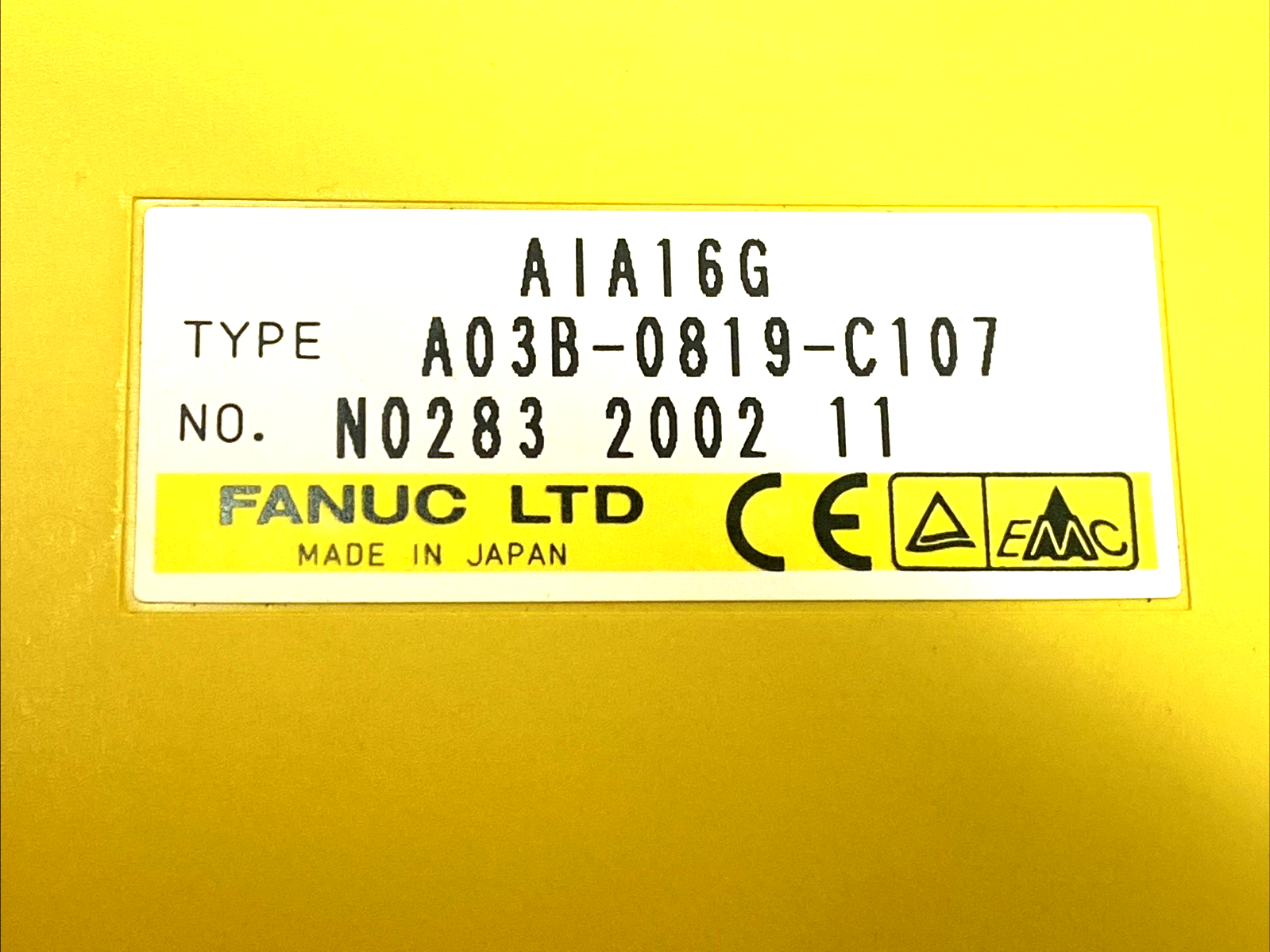 A03B-0819-C107 | Fanuc AC Input I/O Module 16-Point PLC Card AIA16G MISSING COVER - Used - Maverick Industrial Sales
