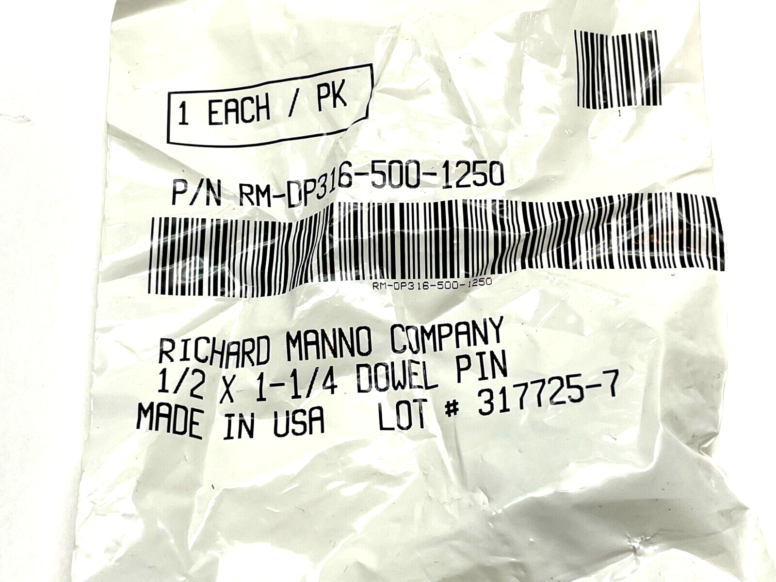 Richard Manno RM-DP316-500-1250 Dowel Pin LOT OF 8 - Maverick Industrial Sales