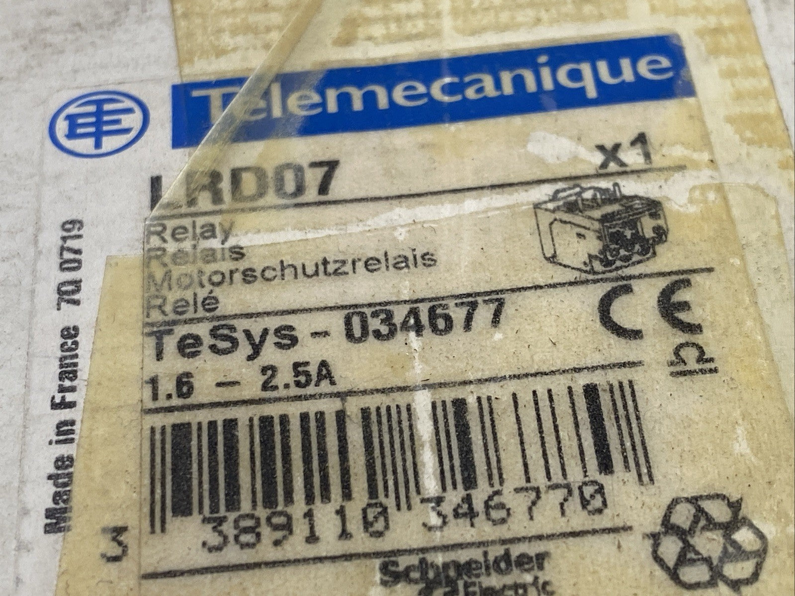 Telemecanique LRD07 Thermal Overload Relay 1.6-2.5A TeSys-034677 - Maverick Industrial Sales