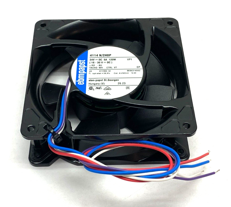 EBM Papst 4114 N/2H8P Electronic Axial Fan 24VDC 5A 120W 4-Wire - Maverick Industrial Sales