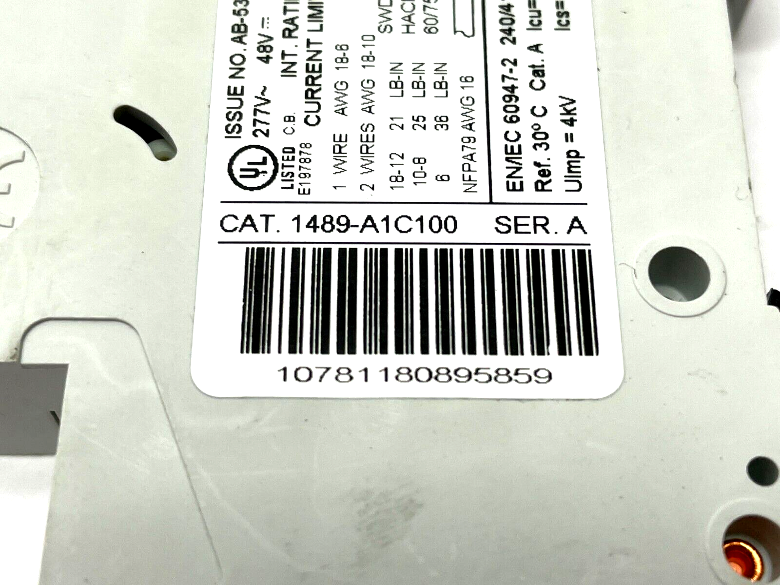 1489-A1C100 | Allen Bradley Ser. A Miniature Circuit Breaker - Used - Maverick Industrial Sales