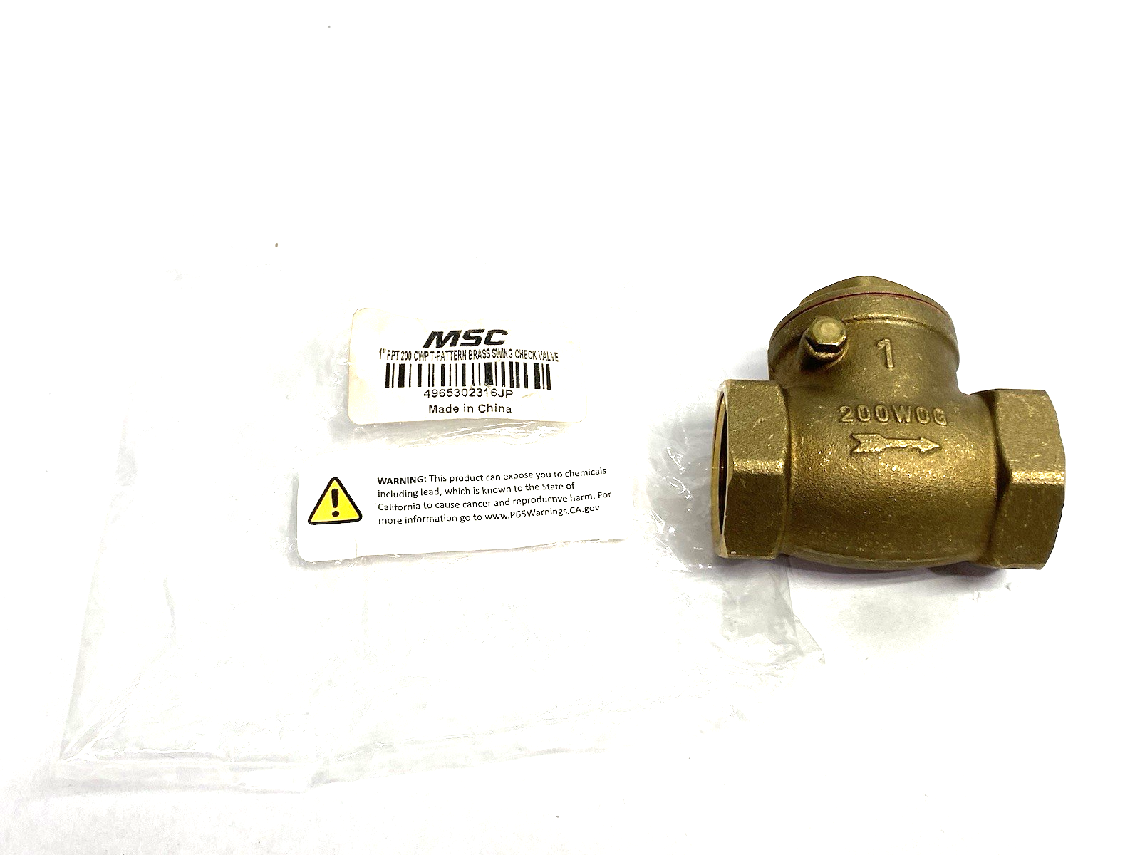38080784 | Value Collection Check Valve, 1" Pipe Check Swing, 4965302316JP - New – Open box - Maverick Industrial Sales