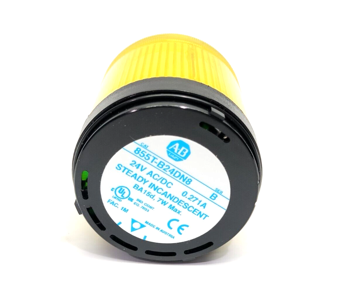 Allen Bradley 855T-B24DN8 Ser. B 70mm Stack Light Module, Yellow, 24V AC/DC - Used - Maverick Industrial Sales