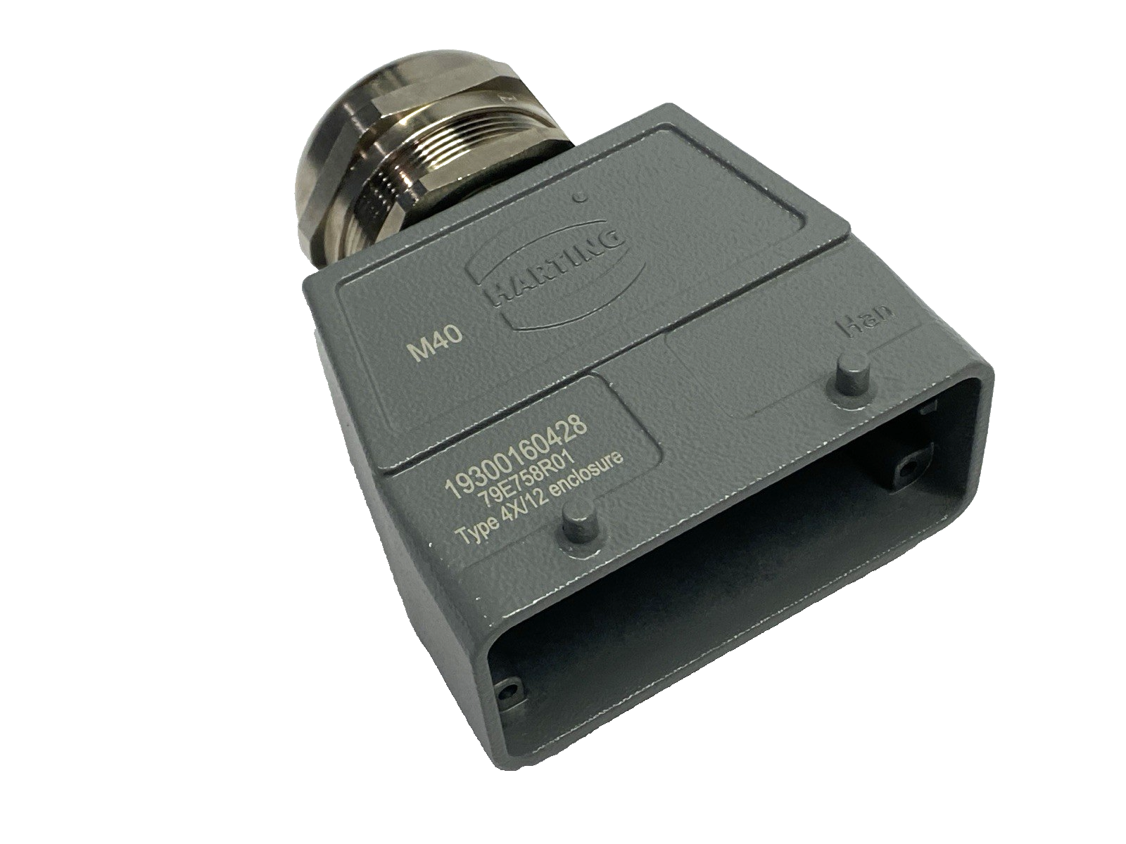 Harting 19300160428 Heavy Duty Connector Hood Top Entry Han B M40 w/ Cable Gland - Maverick Industrial Sales
