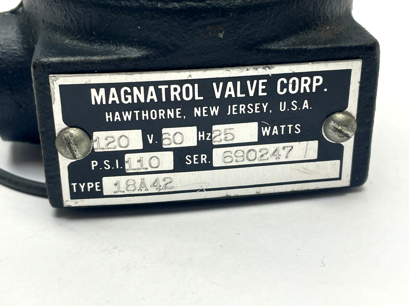 Magnatrol Valve 18A42 Solenoid Coil 25W 50hz 120V - Maverick Industrial Sales