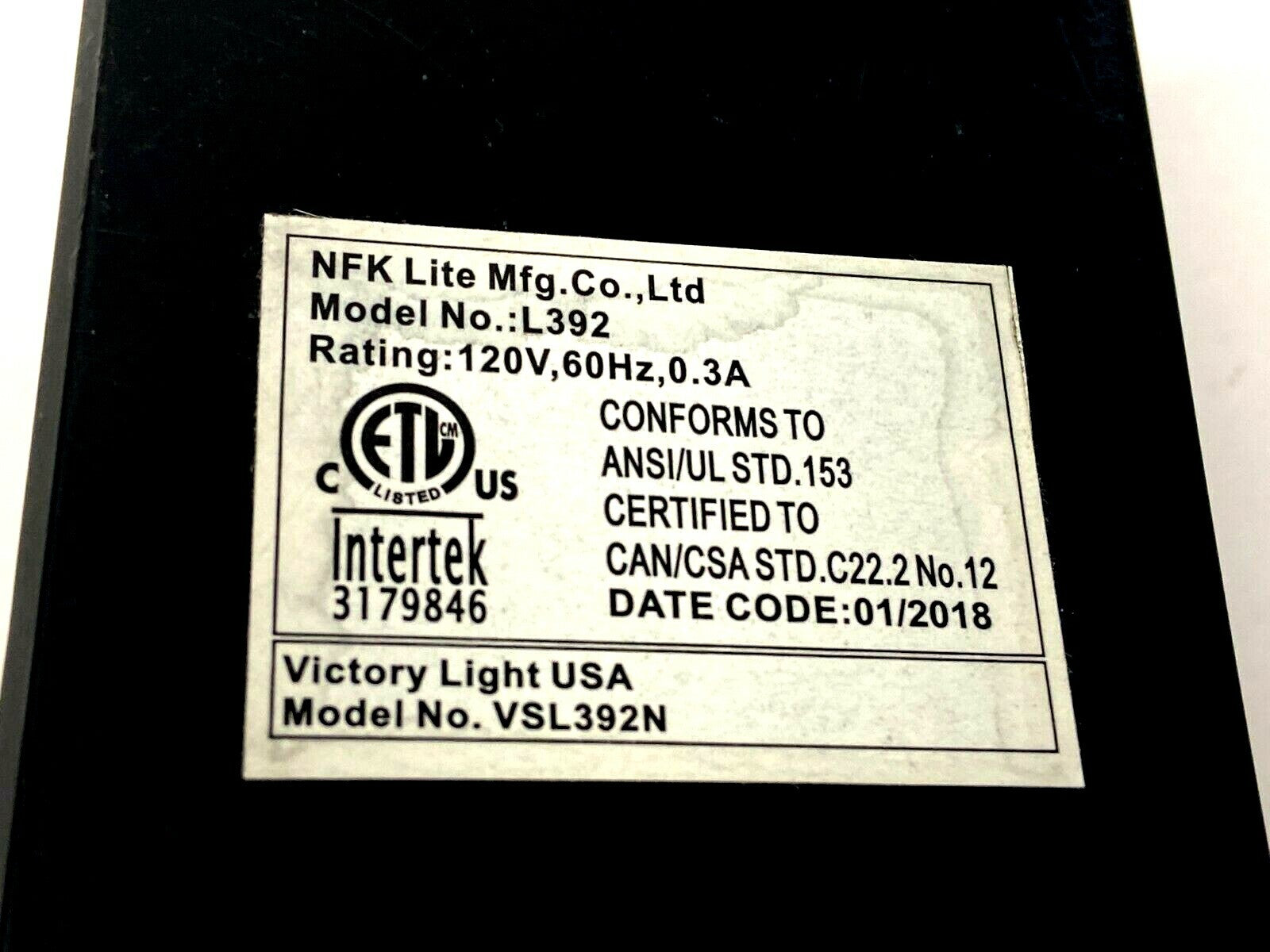 Victory Light VSL392N Black Adjustable Arm LED Desk Lamp 120V 0.3A - For parts or not working - Maverick Industrial Sales