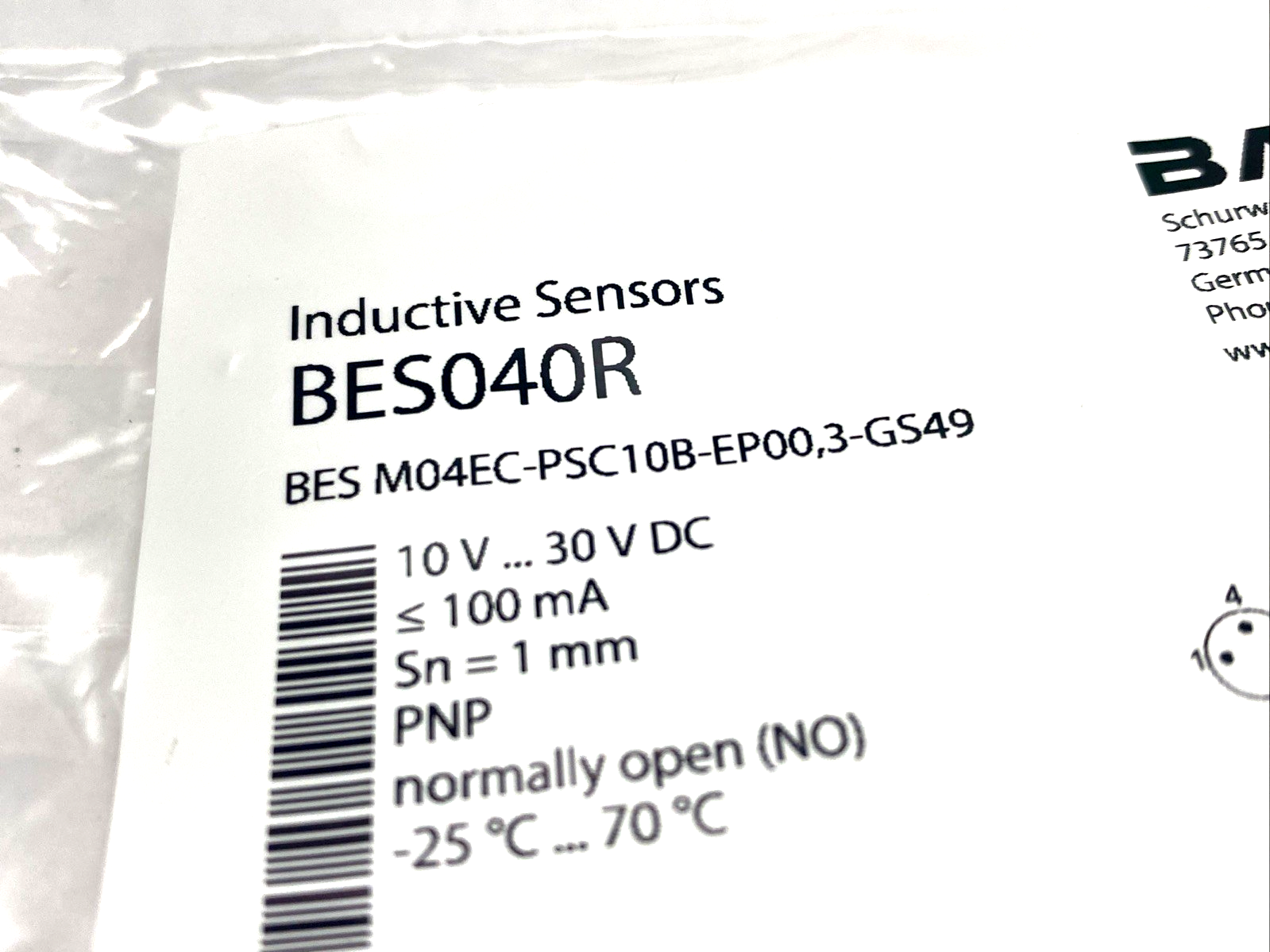 Balluff BES040R Inductive Proximity Sensor M4x0.5 BES M04EC-PSC10B-EP00,3-GS49 - Maverick Industrial Sales