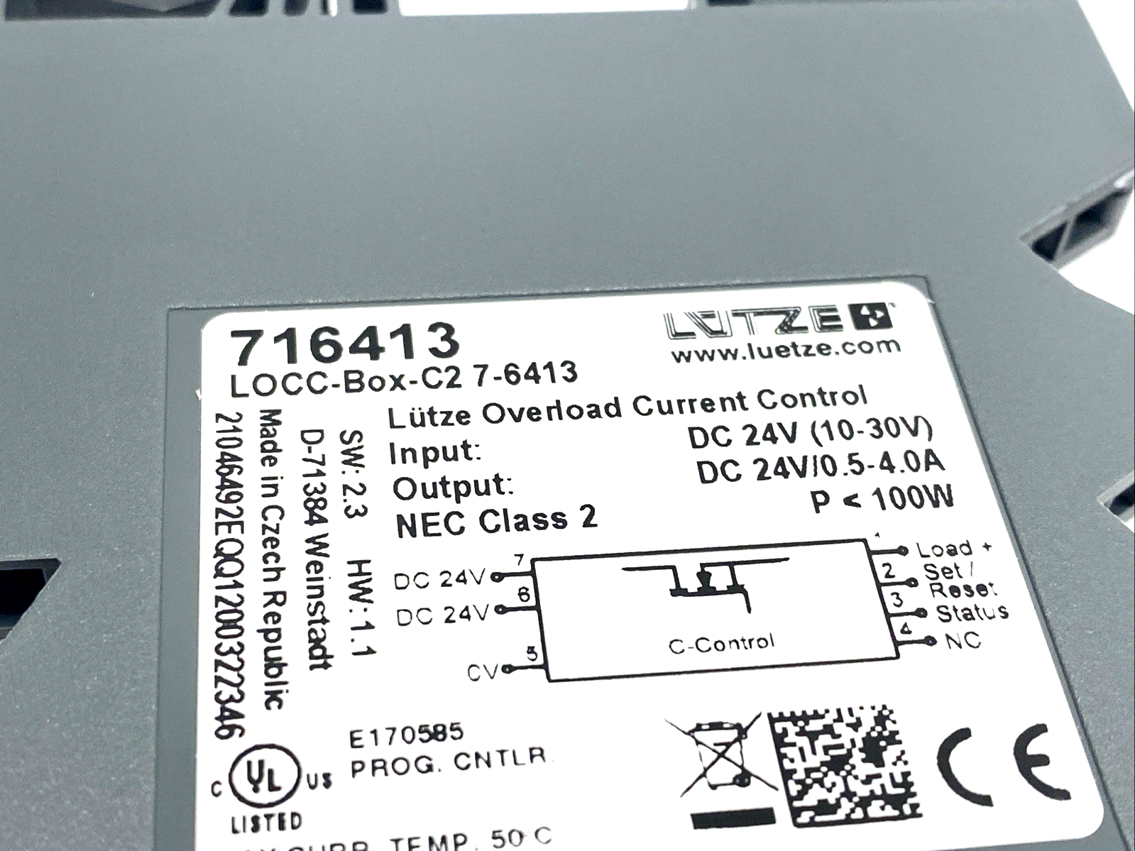 Lutze 716413 Load Monitoring Overload Current Control LOCC-Box-C2 7-6413 - New – Open box - Maverick Industrial Sales
