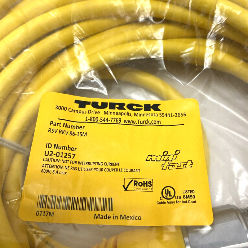 Turck RSV RKV 86-15M MIniFast Cable U2-01257 - Maverick Industrial Sales