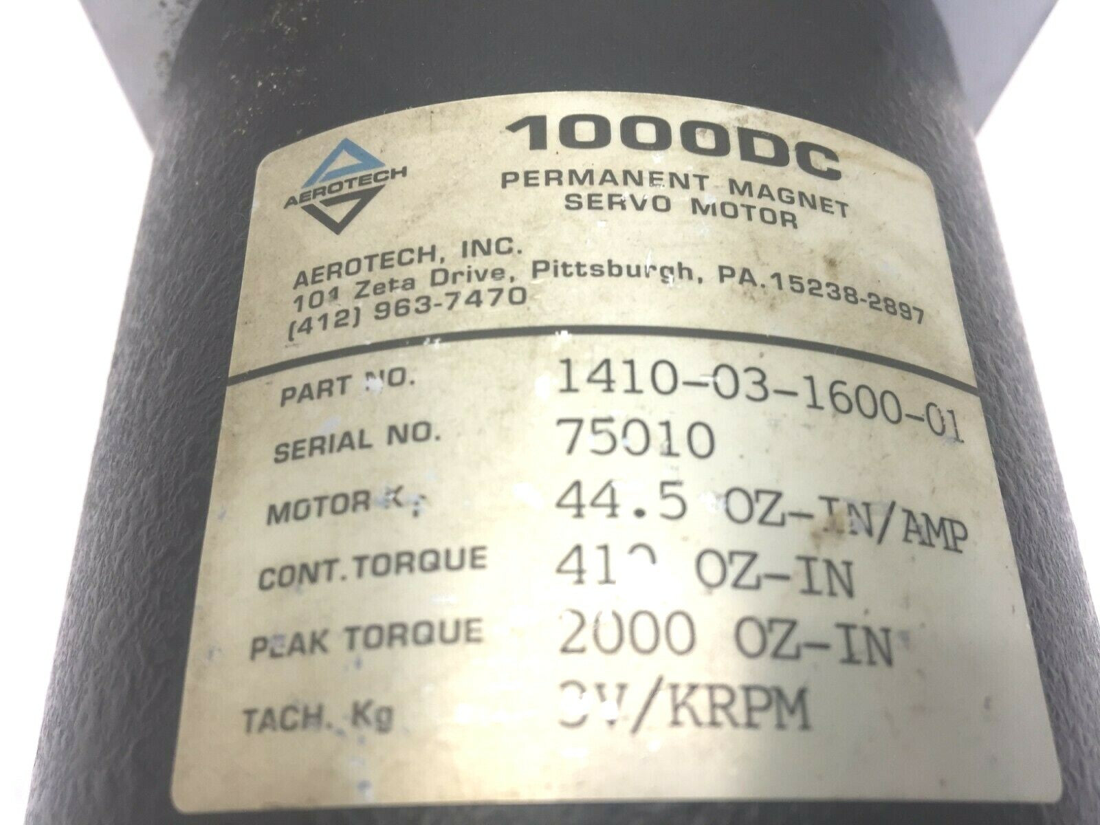 Aerotech 1410-03-1600-01 75010 1000DC Servo Motor - Maverick Industrial Sales