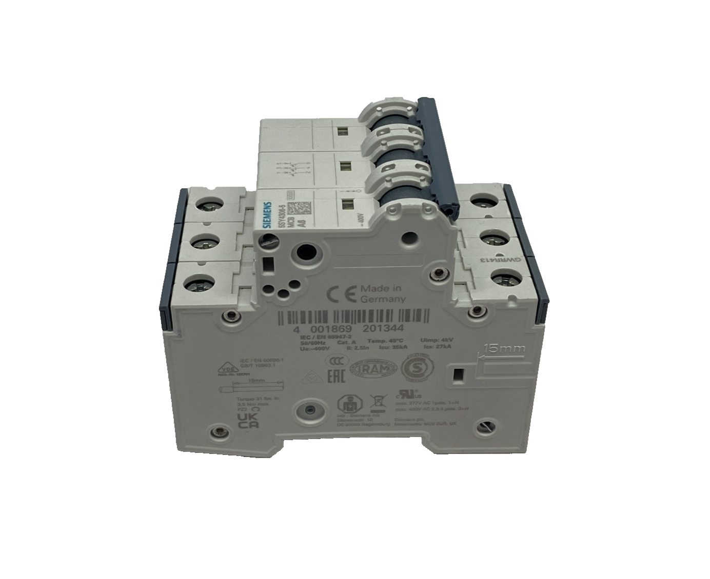 Siemens 5SY4306-5 Miniature Circuit Breaker 400V 10kA 3P 6A - Maverick Industrial Sales