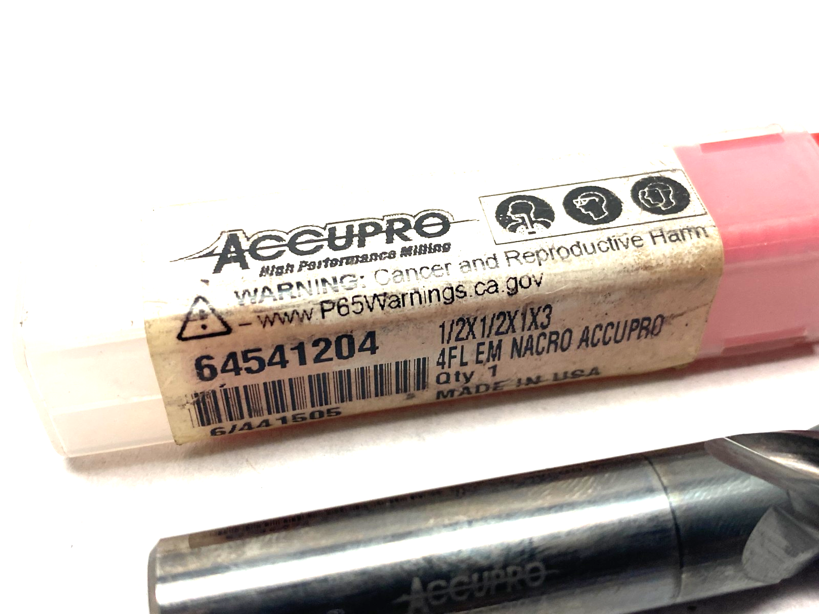 64541204 | Accupro Square End Mill: 1/2" Dia, 1" LOC, 4 Flute, Solid Carbide - New – Open box - Maverick Industrial Sales
