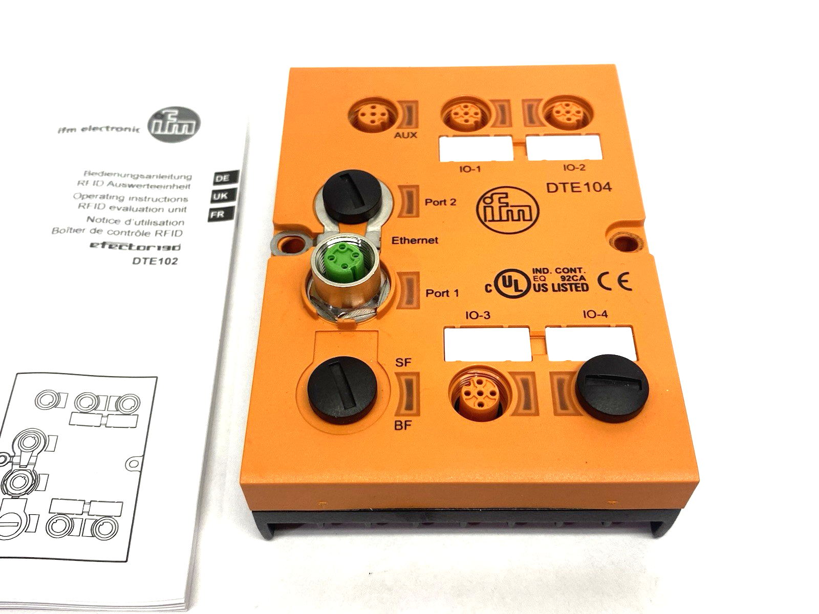 DTE102 | ifm Ethernet/RFID Evaluation Unit LF/HF, 4-Channels, DTELF/HFABRWEIUS00 - New – Open box - Maverick Industrial Sales