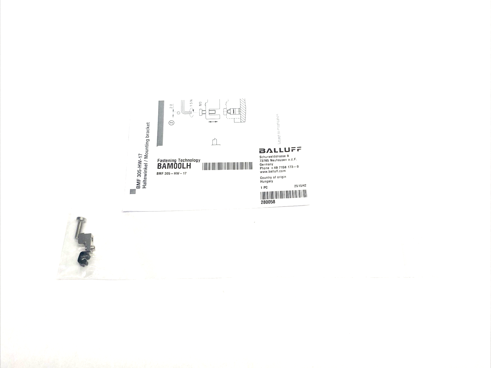 Balluff BAM00LH Mounting Bracket for Magnetic Sensors BMF 305-HW-17 - Maverick Industrial Sales