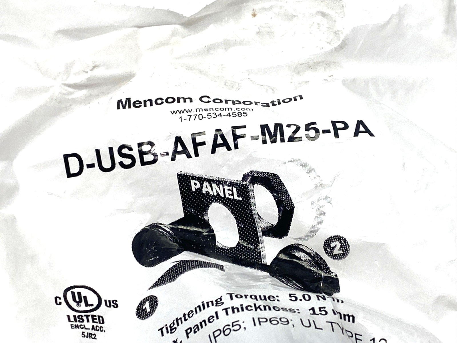 D-USB-AFAF-M25-PA | Mencom Port Adapter With USB Style A Female-Female M25 Thread - New - Maverick Industrial Sales