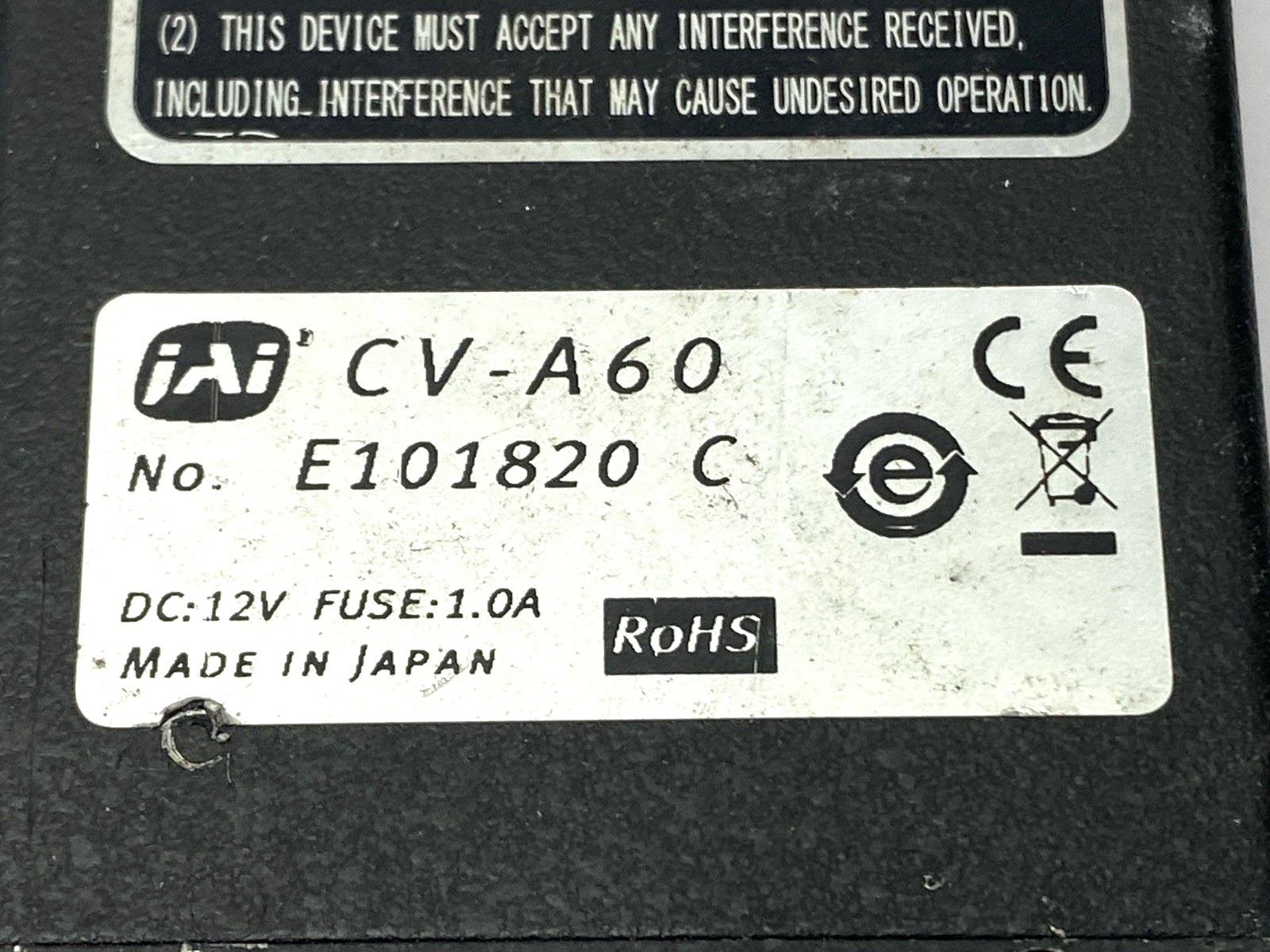 CV-A60 | JAI Compact Industrial High Performance Monochrome CCD Camera 12VDC - Used - Maverick Industrial Sales
