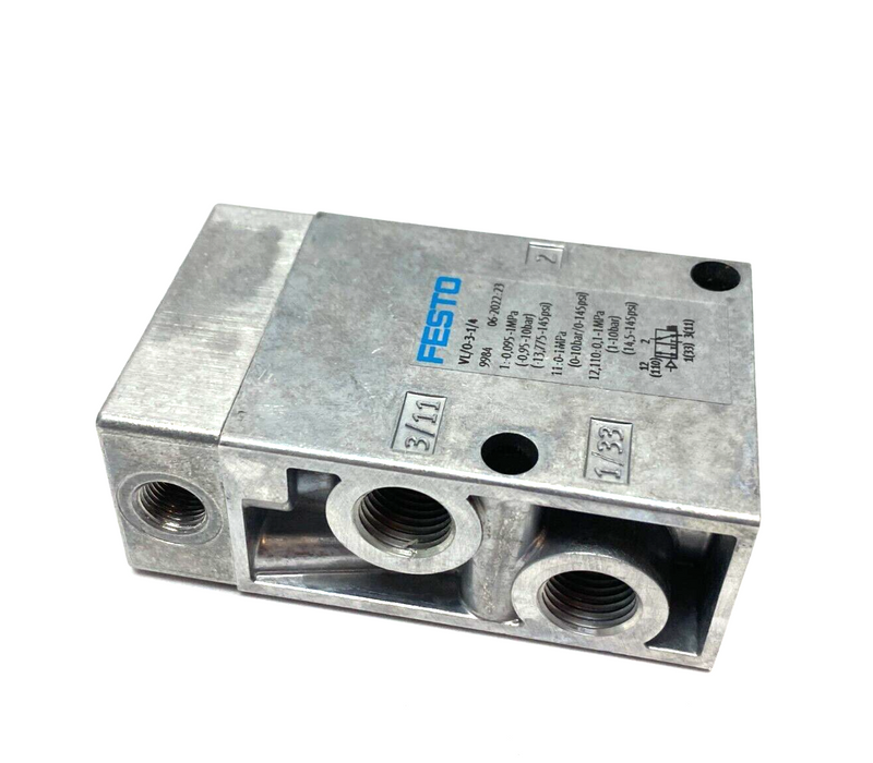 Festo VL/O-3-1/4 Pneumatic Valve 3/2-Way Monostable 1/4" Ports 9984 - Maverick Industrial Sales