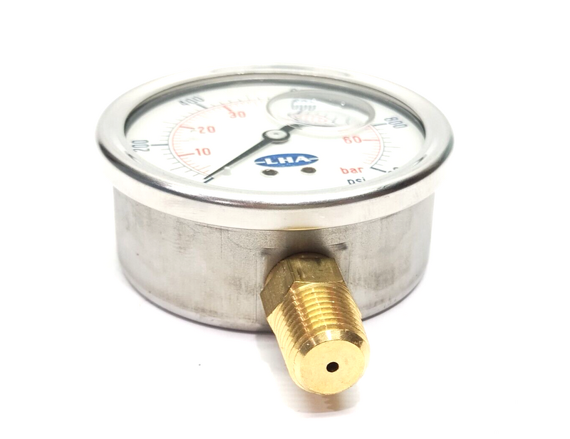 LHA PGL-A-63-N-B-1000-S In-Line Pressure Gauge 2-1/2" Dia, 0-1000PSI, 1/4" NPT - Maverick Industrial Sales