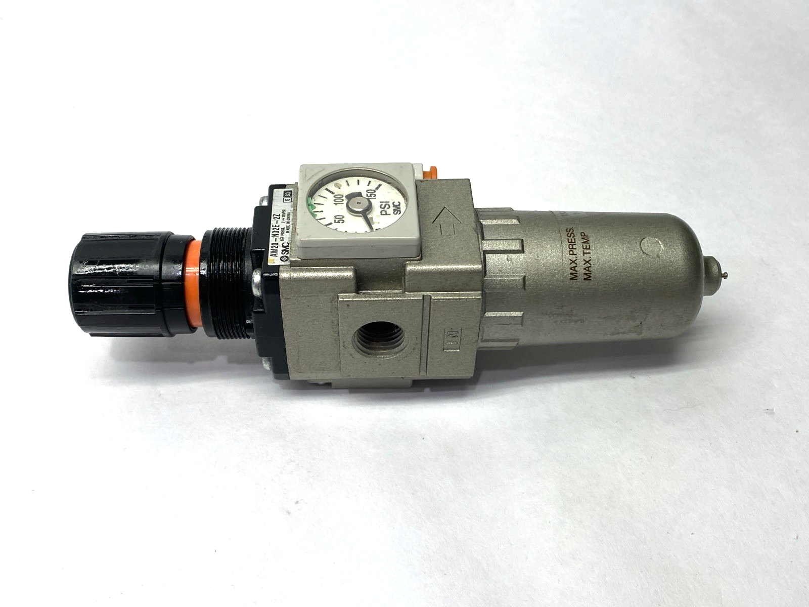 AW20-N02E-2Z | SMC Pneumatic Filter Regulator 1/4" Ports - Used - Maverick Industrial Sales